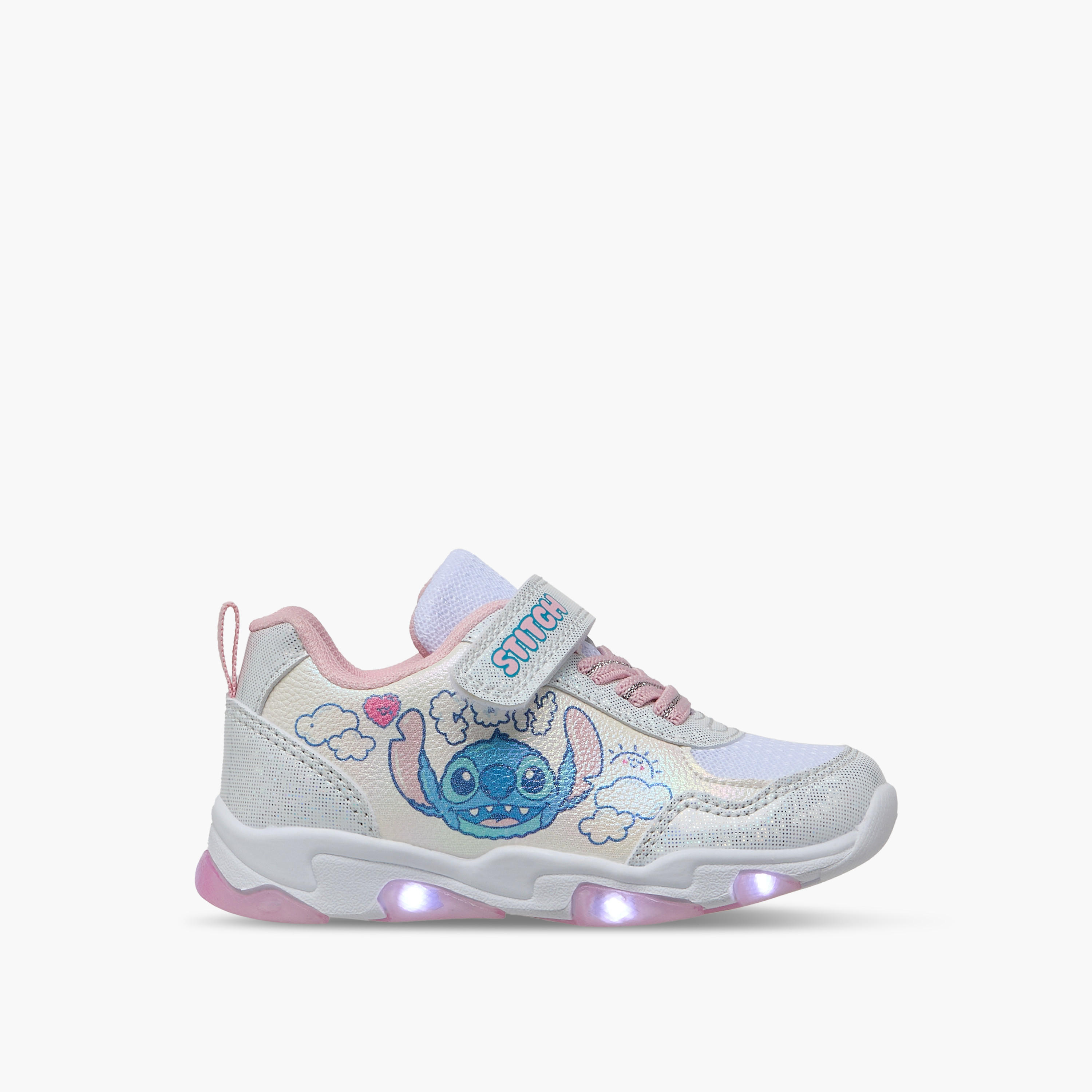 Disney Stitch Print Light-Up Sneakers with Hook and Loop Closure-girls-shoes-sneakers-image-4