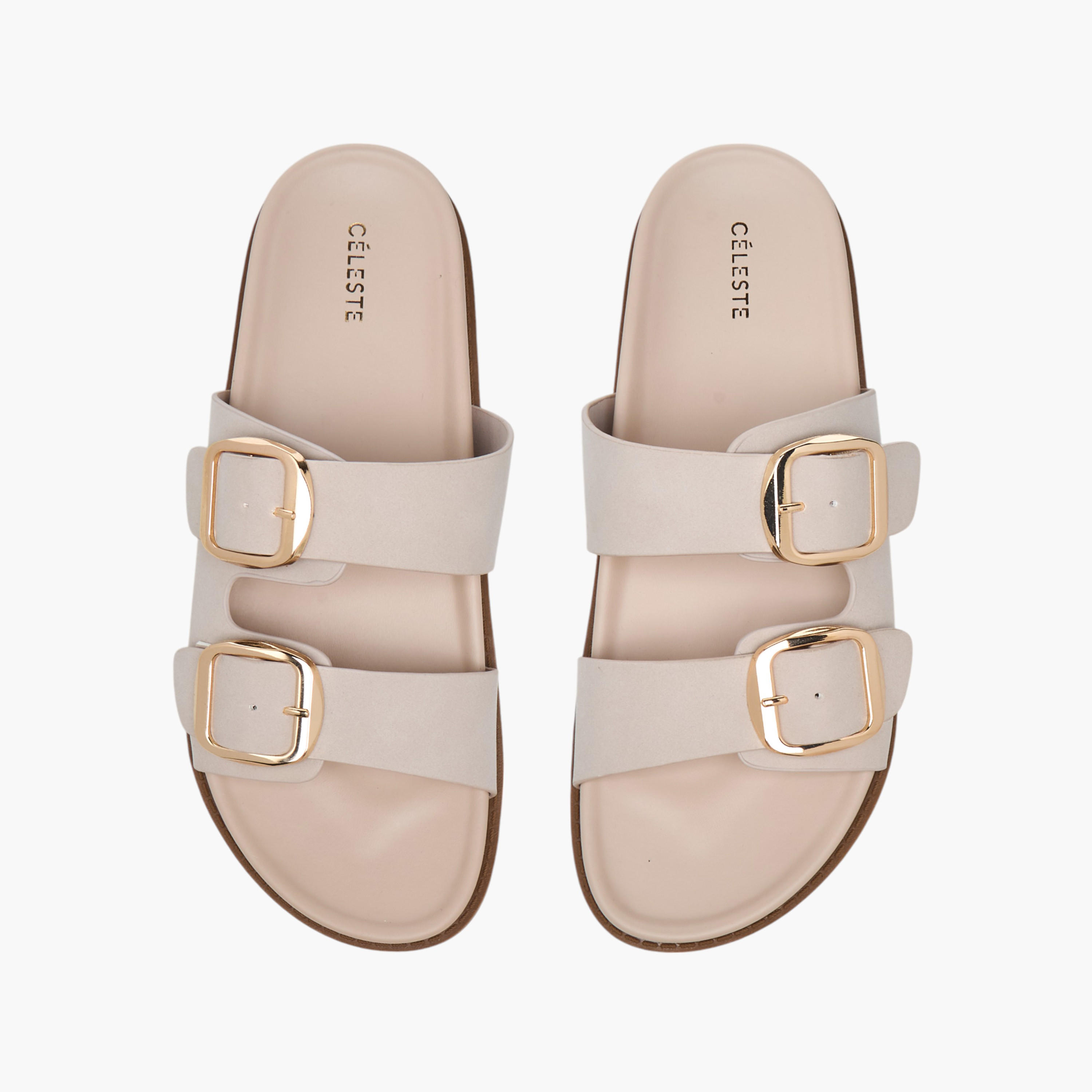 Celeste Women's Buckle Detail Slip-On Sandals-women-shoes-flats-sandals-image-1