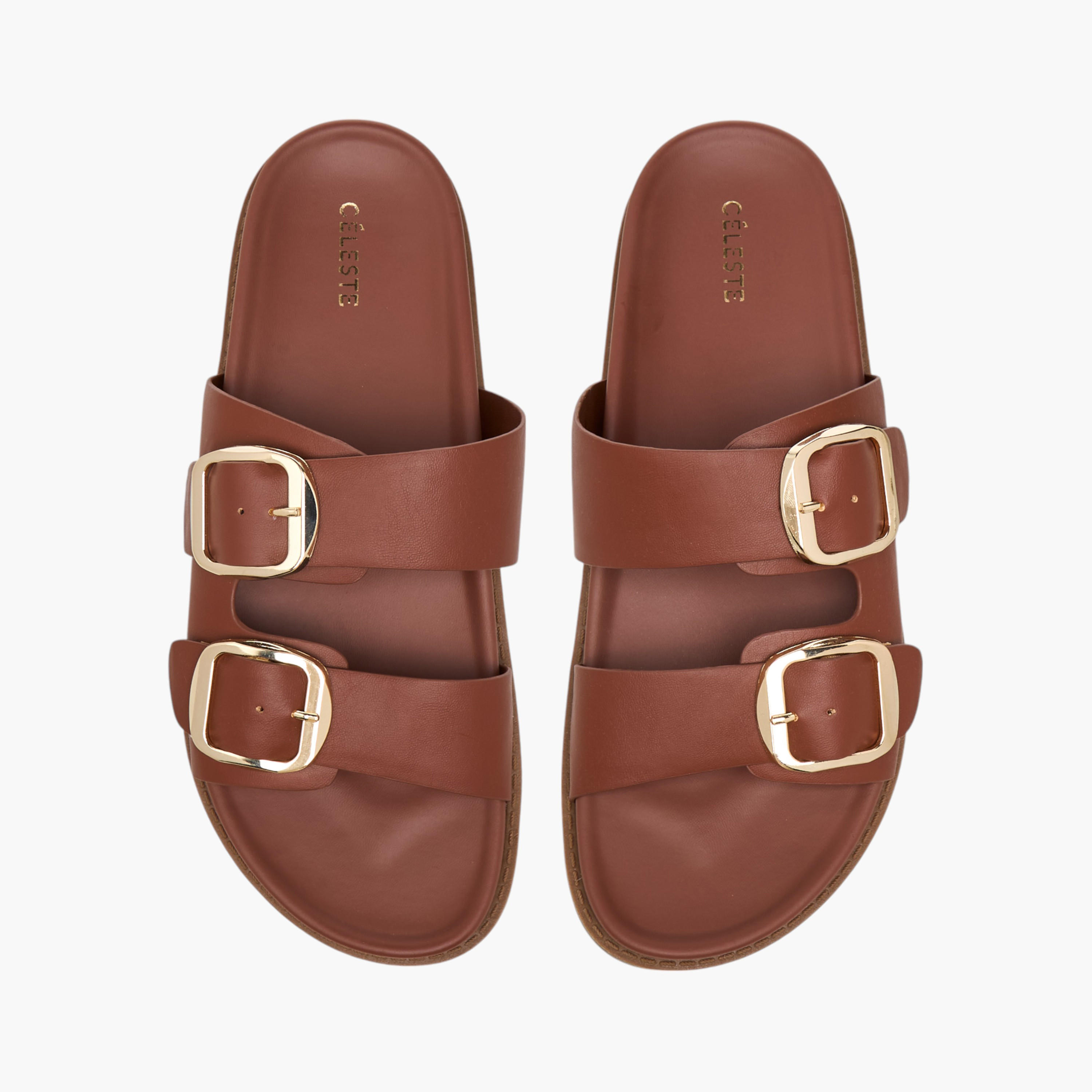 Celeste Women's Buckle Detail Slip-On Sandals-women-shoes-flats-sandals-image-1