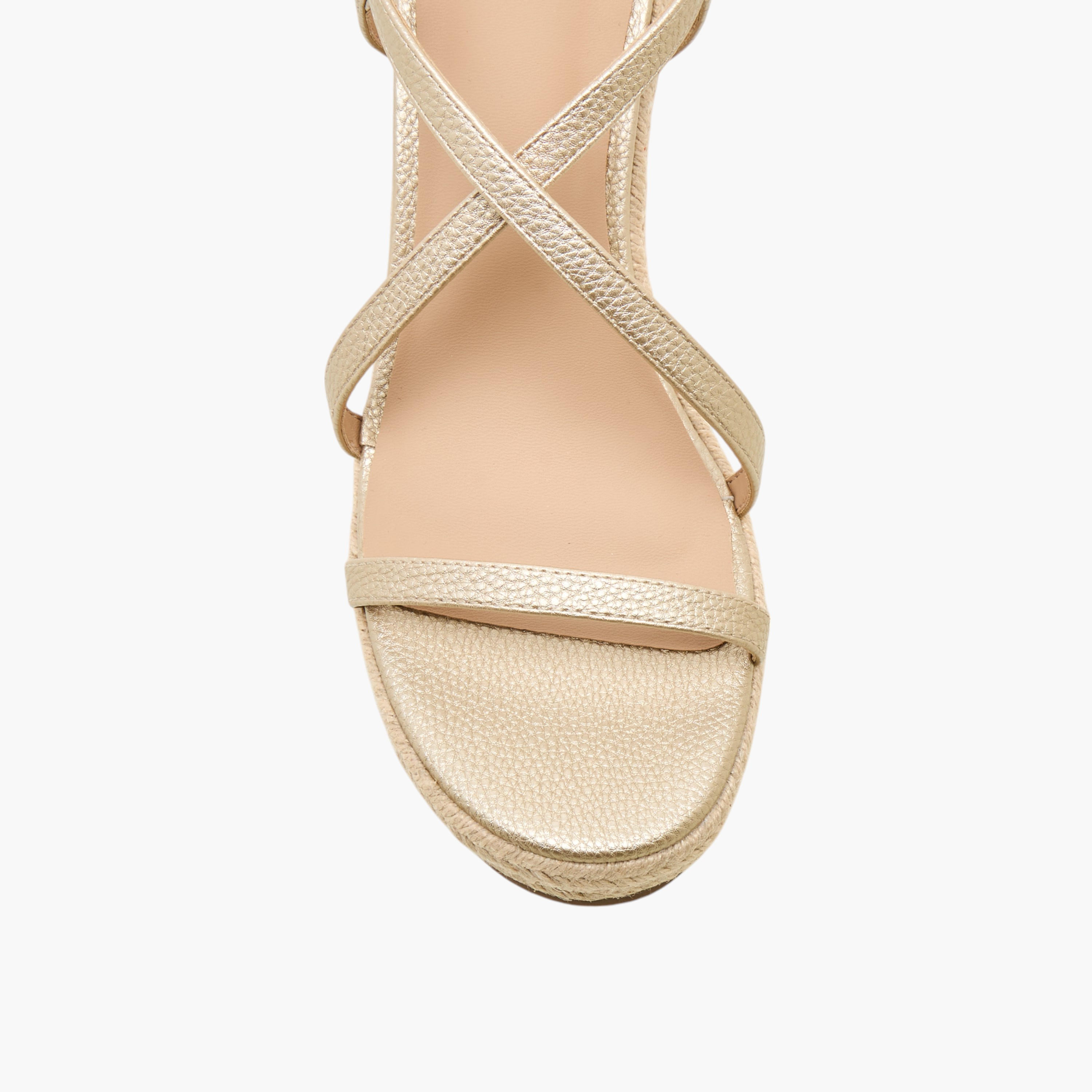 Flora Bella Textured Cross Strap Wedge Heel Sandals with Buckle Closure-women-shoes-sandals-heeled-image-4