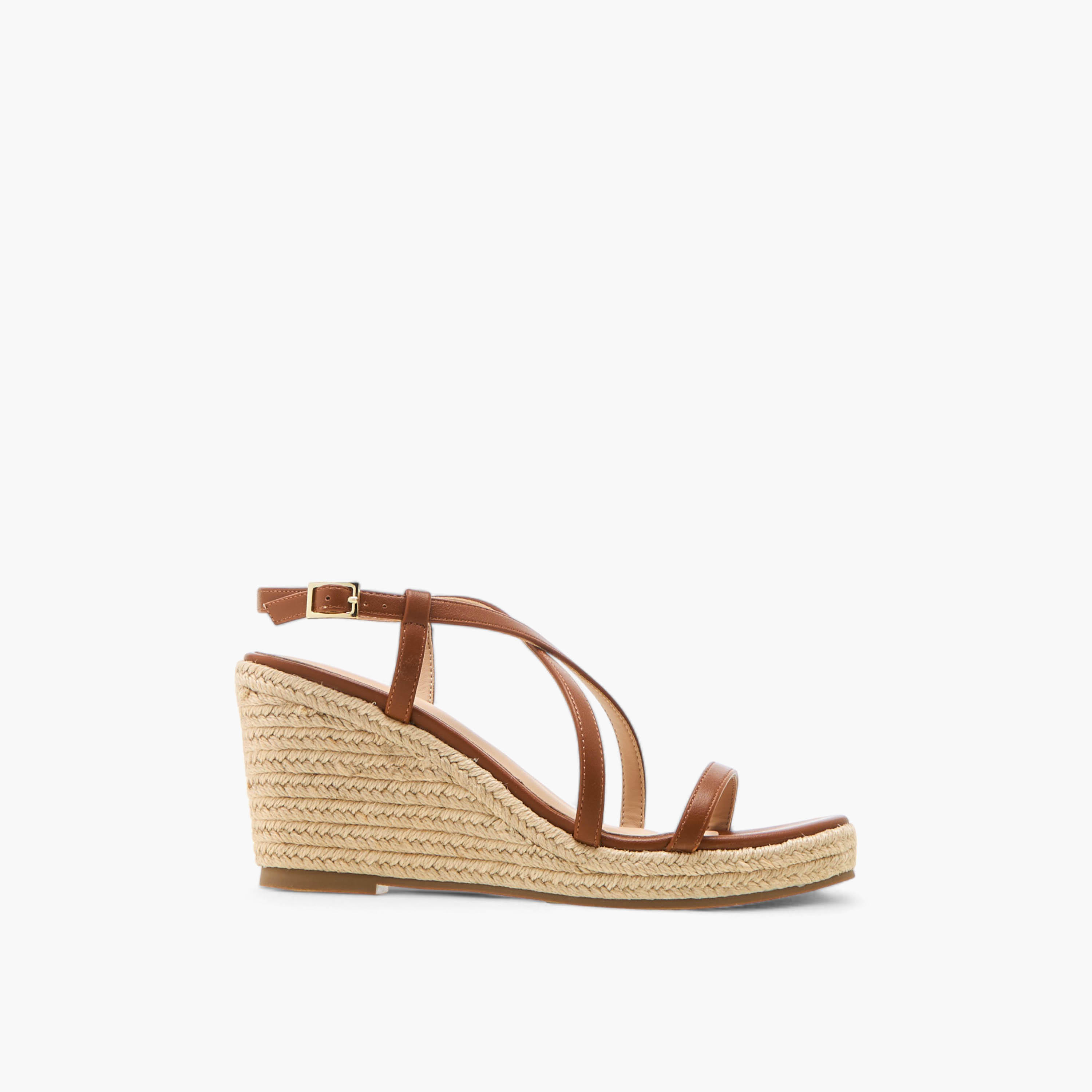Flora Bella Textured Cross Strap Wedge Heel Sandals with Buckle Closure-women-shoes-sandals-heeled-image-3