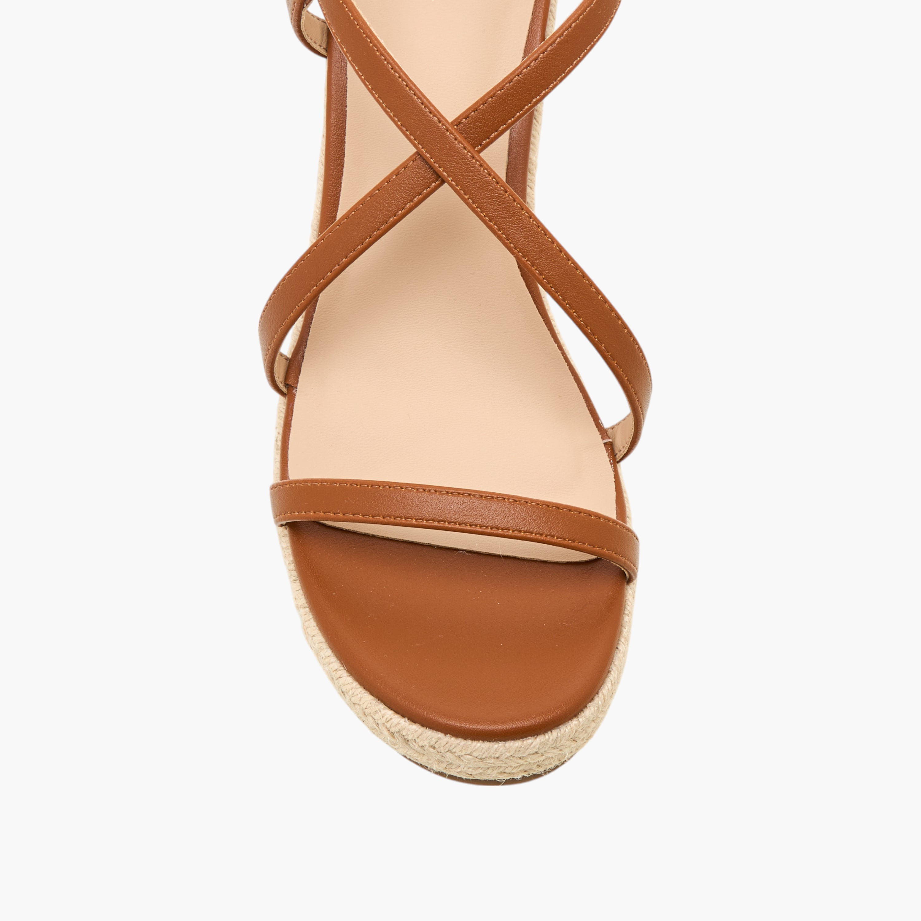 Flora Bella Textured Cross Strap Wedge Heel Sandals with Buckle Closure-women-shoes-sandals-heeled-image-4