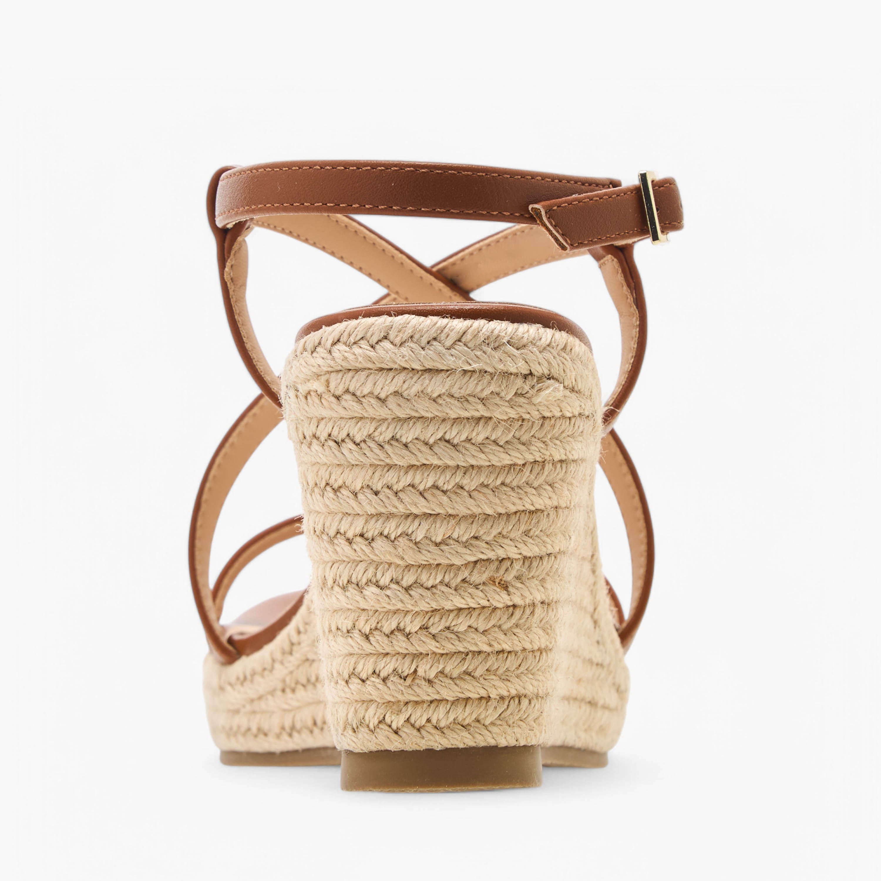 Flora Bella Textured Cross Strap Wedge Heel Sandals with Buckle Closure-women-shoes-sandals-heeled-image-5