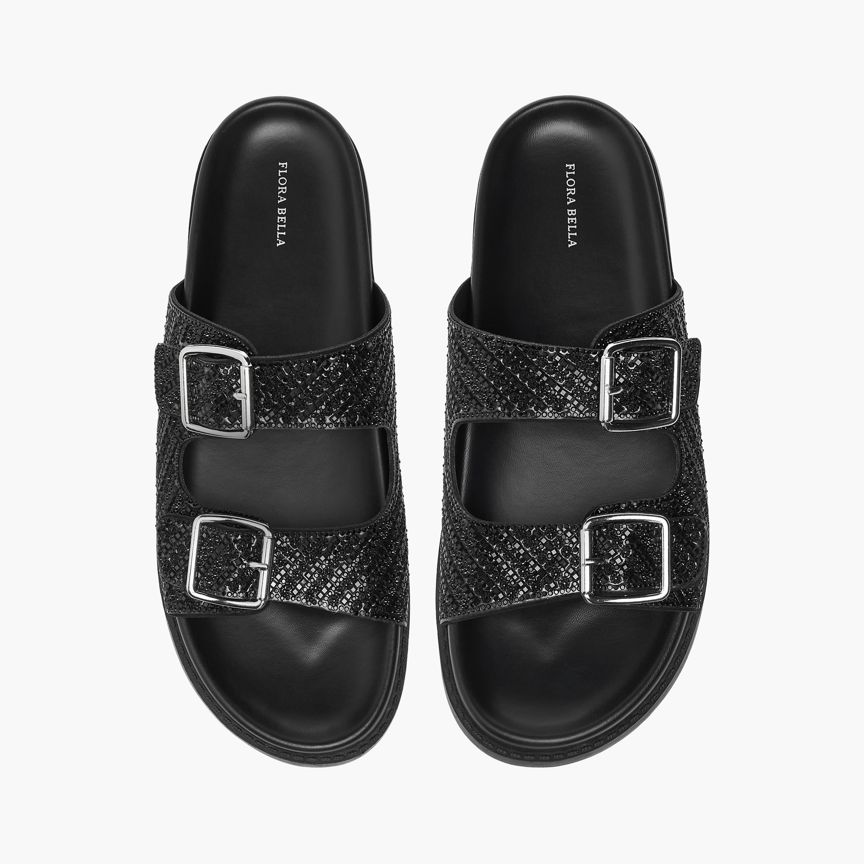 Flora Bella Embellished Slip-On Sandals with Buckle Accent-women-shoes-flats-sandals-image-1