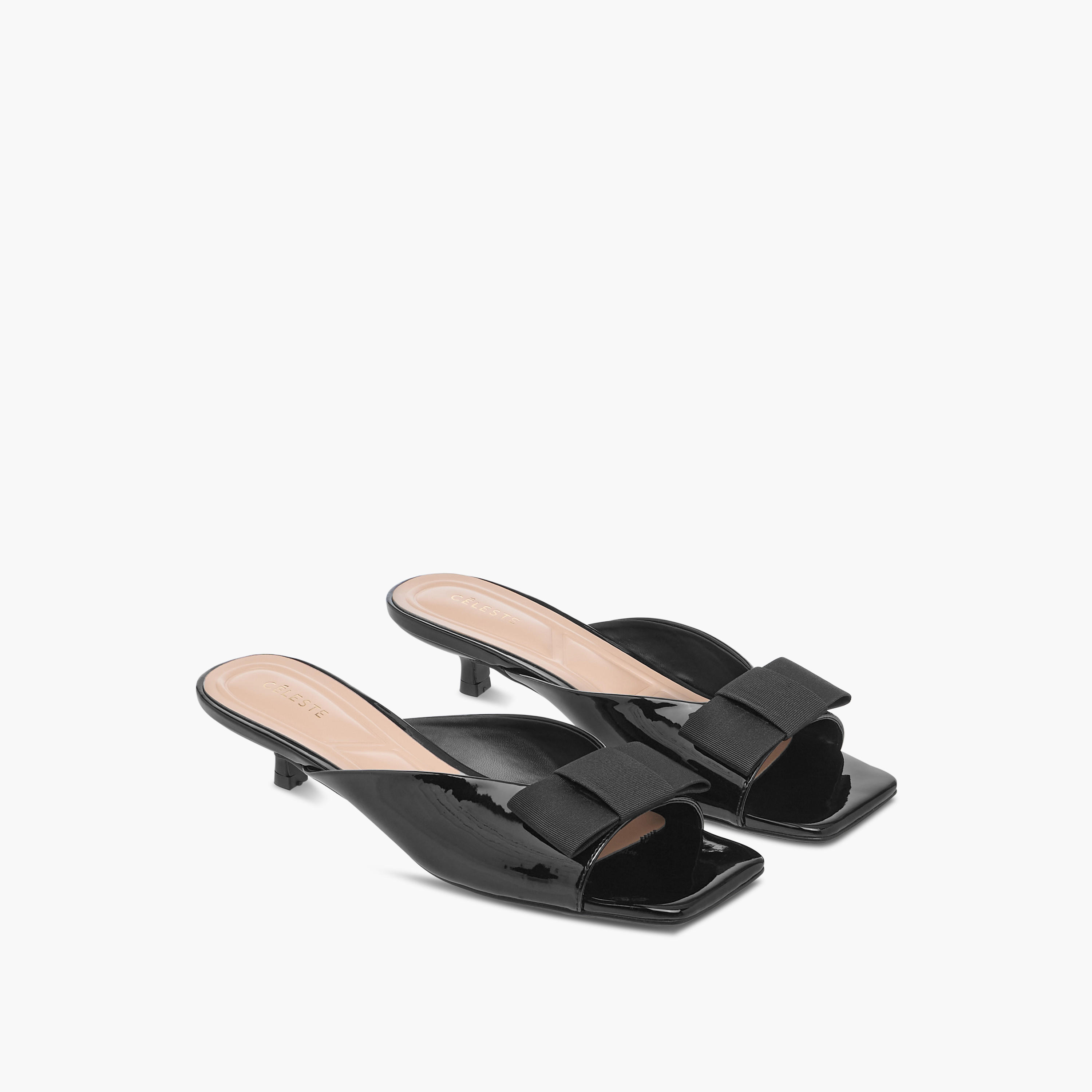 Celeste Women's Bow Applique Slip-On Sandals with Kitten Heels-women-shoes-sandals-heeled-image-1