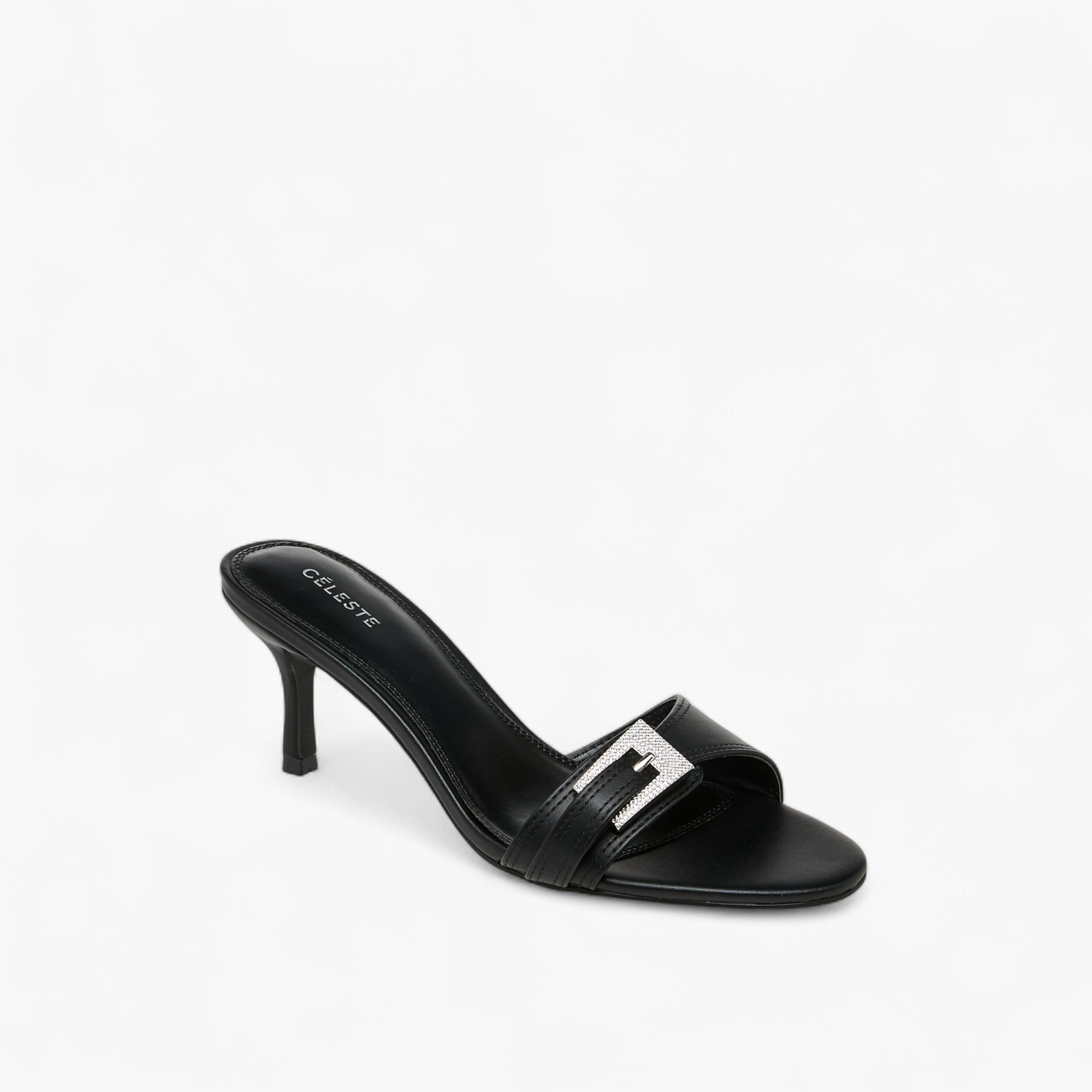 Celeste Women's Buckle Embellished Slip-On Sandals with Stiletto Heels-women-shoes-sandals-heeled-image-2