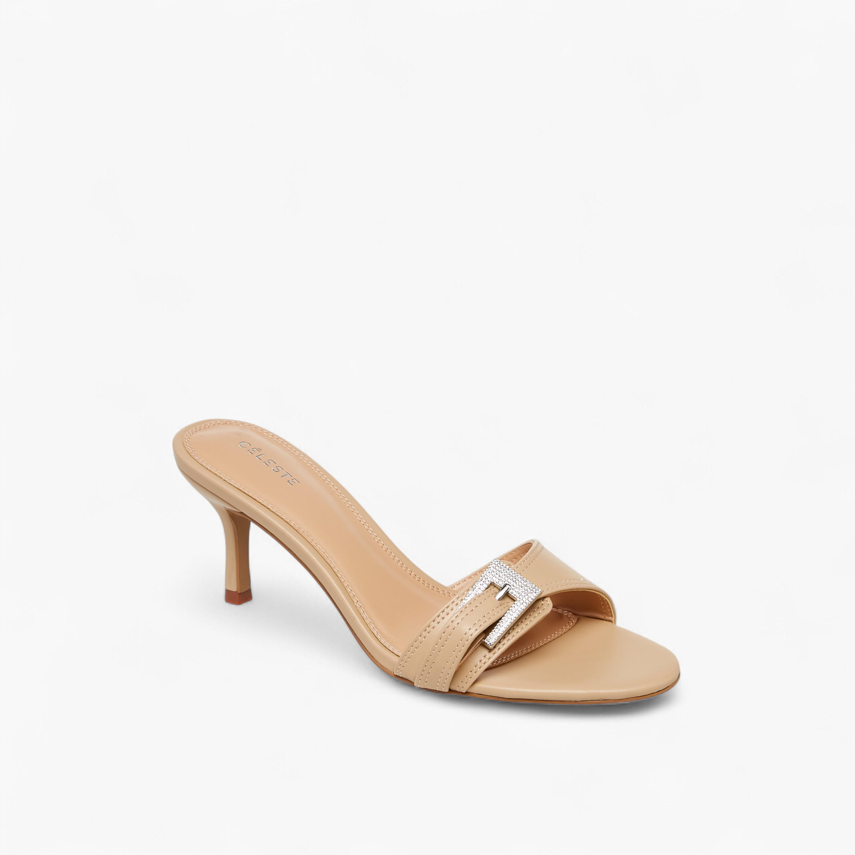 Celeste Women's Buckle Embellished Slip-On Sandals with Stiletto Heels-women-shoes-sandals-heeled-image-2