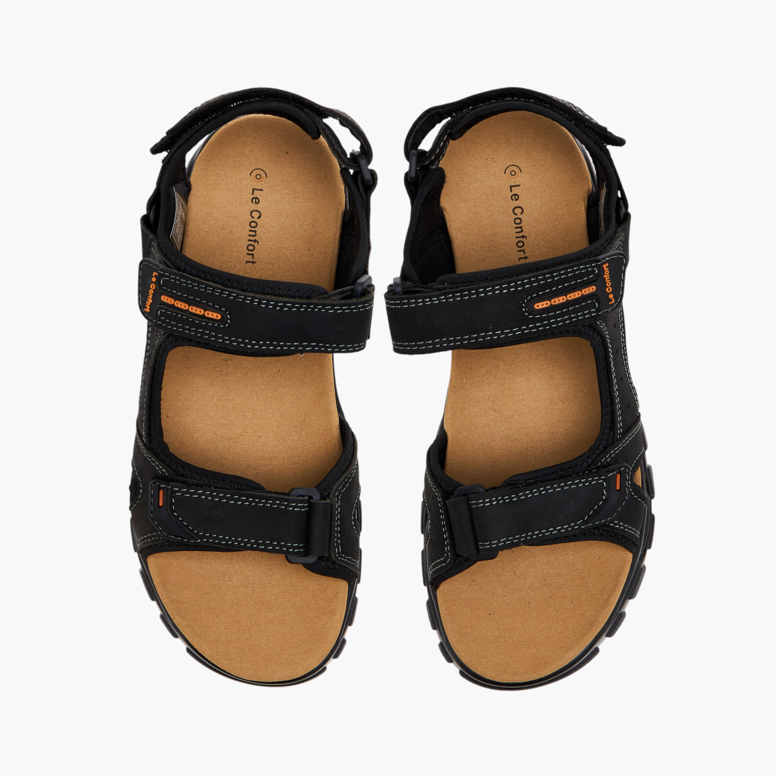 صندل متعدد الأحزمة مريح بشريط إغلاق لاصق وتفاصيل غرز من لو كونفورت-men-shoes-sandals-image-1