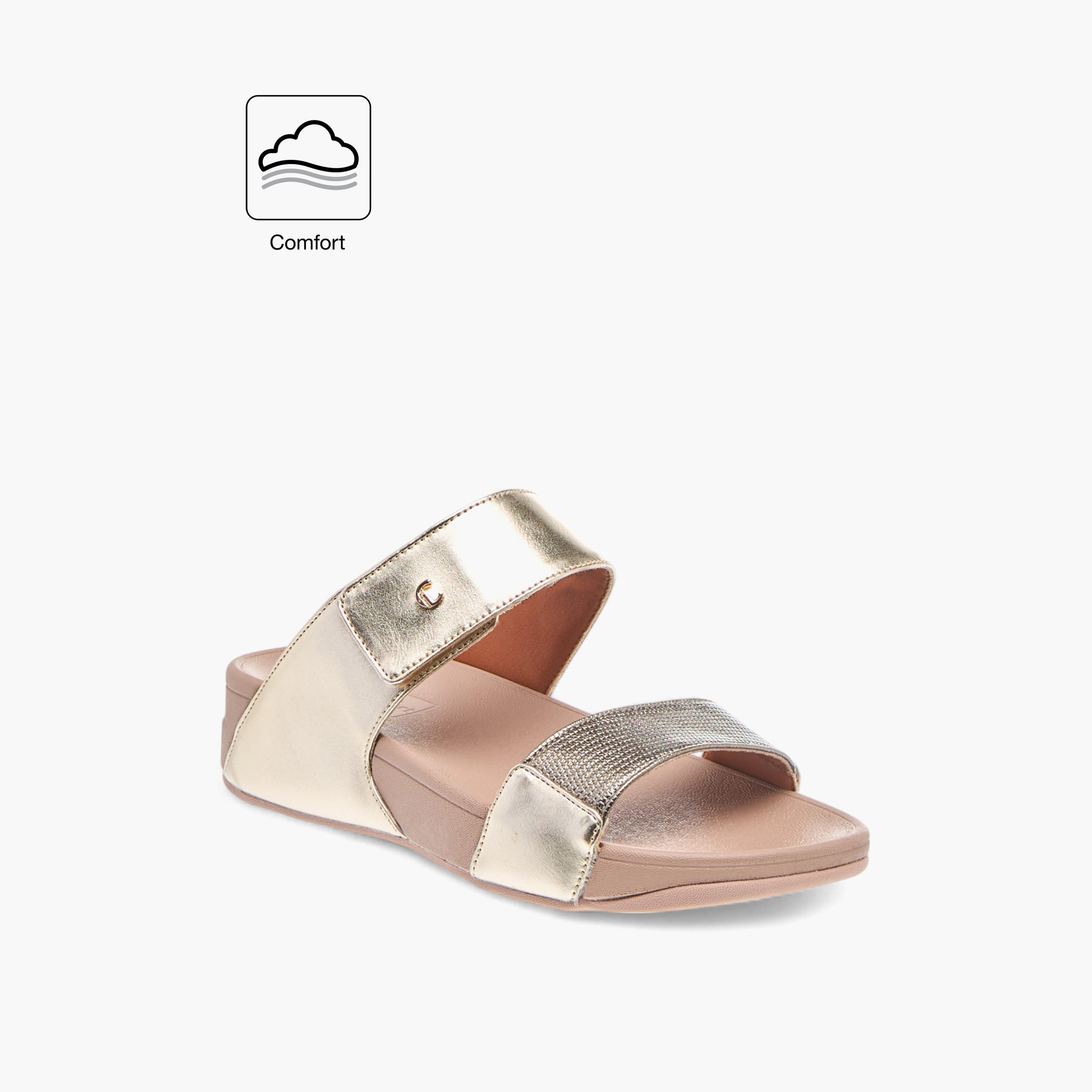 صندل مريح بارز الملمس بشريط إغلاق من لو كونفورت-women-shoes-flats-sandals-image-2