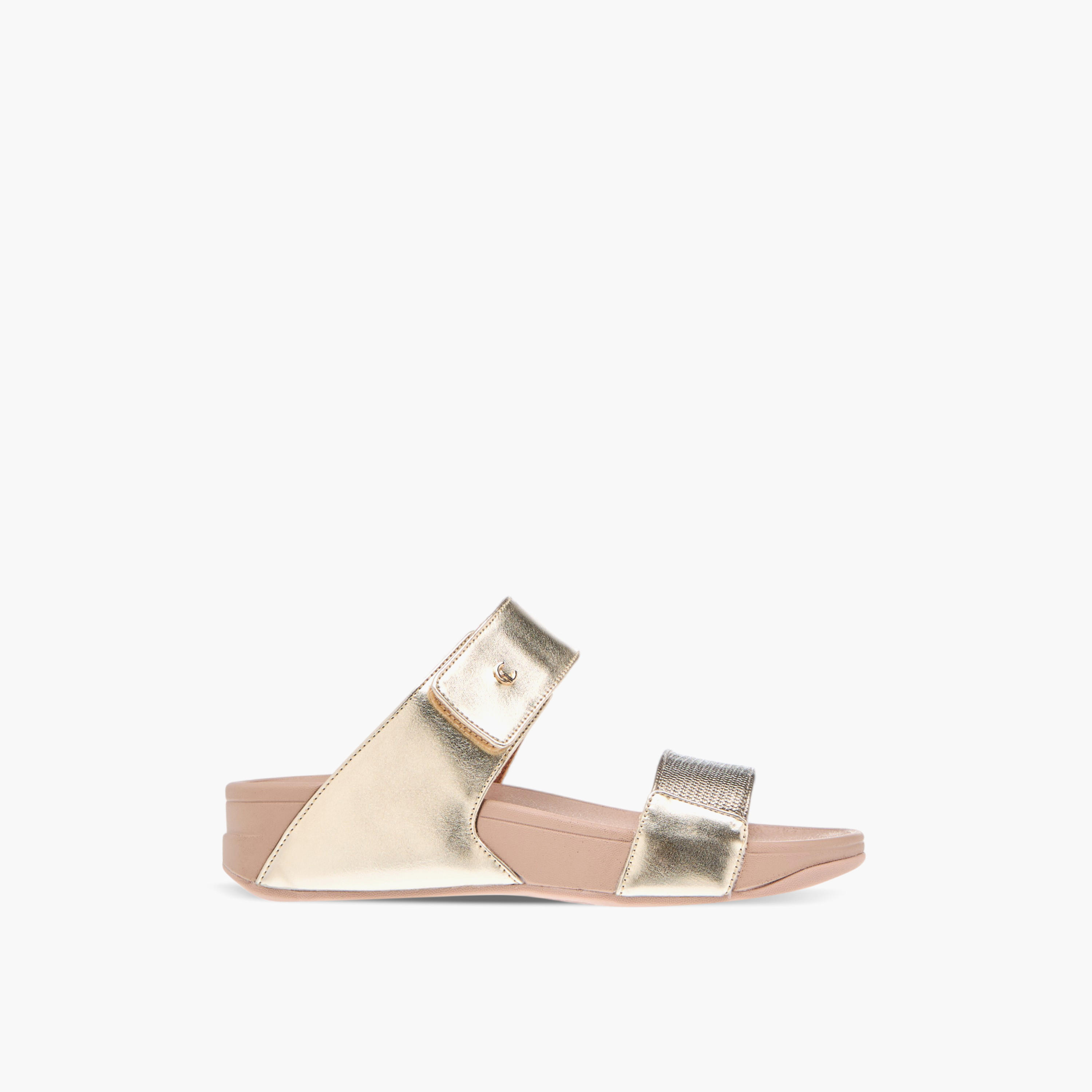Le Confort Textured Comfort Sandals with Hook and Loop Closure-women-shoes-flats-sandals-image-3