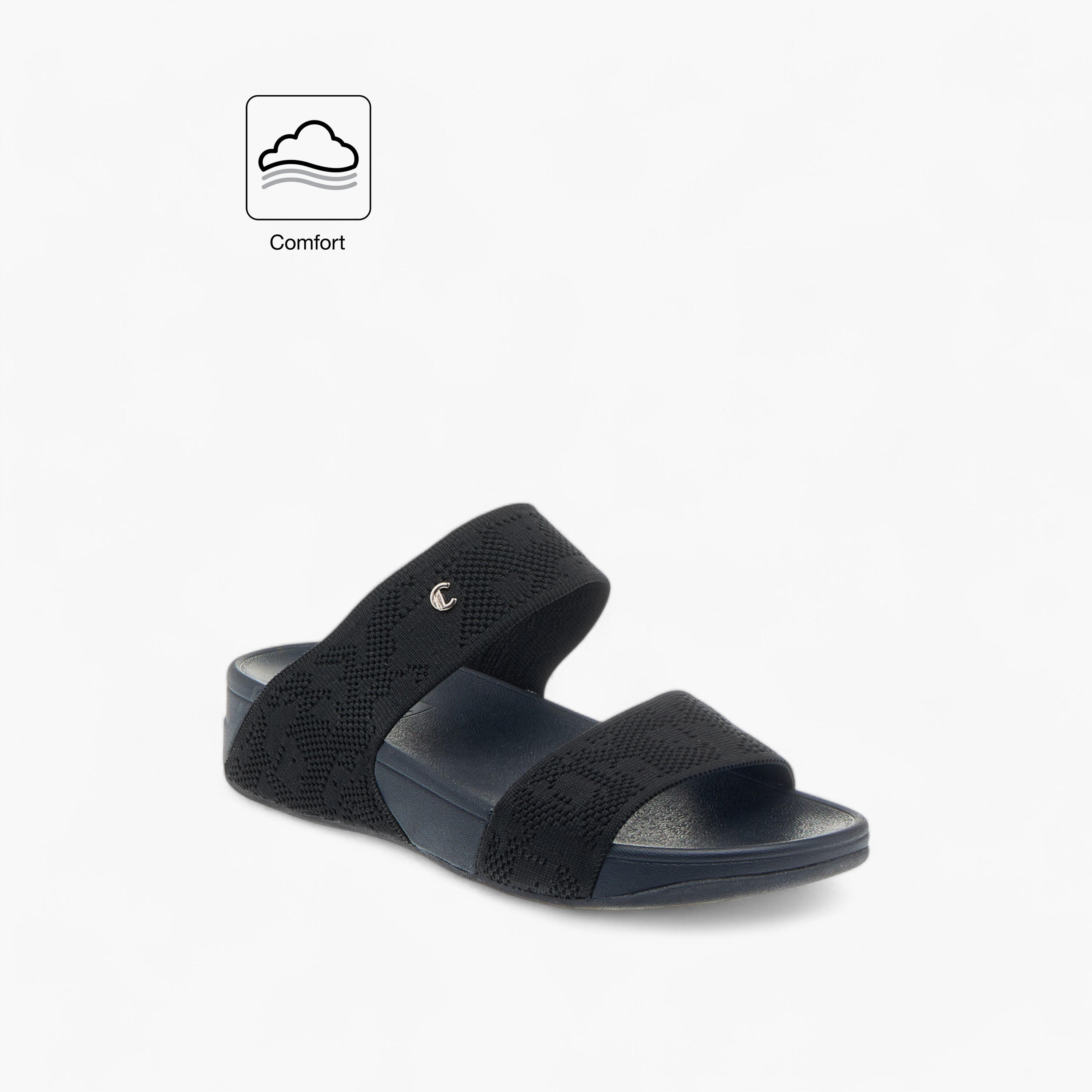 صندل مريح بارز الملمس سهل الارتداء بحواف ميتاليك من لو كونفورت-women-shoes-flats-sandals-image-8