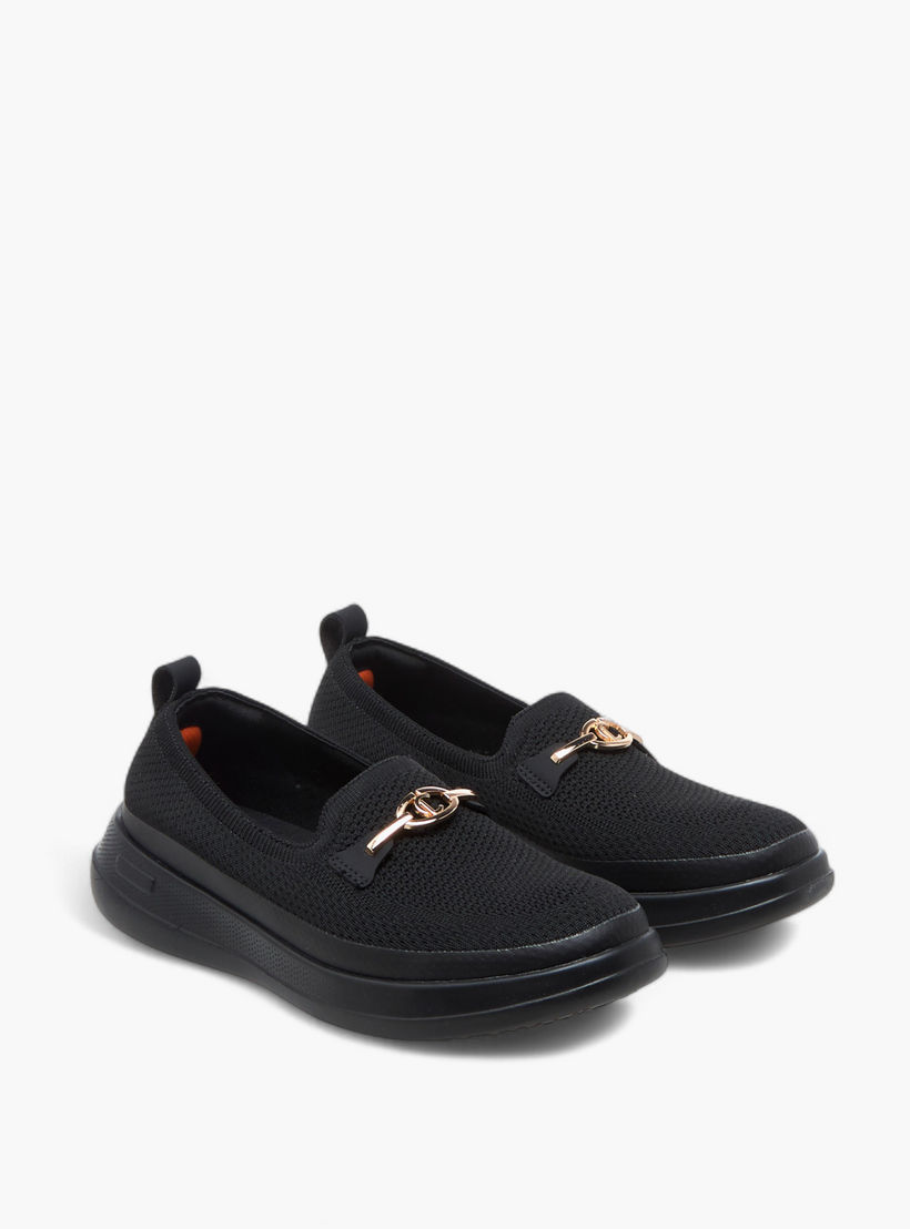 Le Confort Metal Accent Flyknit Slip-On Loafers with Pull Tabs-women-shoes-loafersandmoccasins-image-1