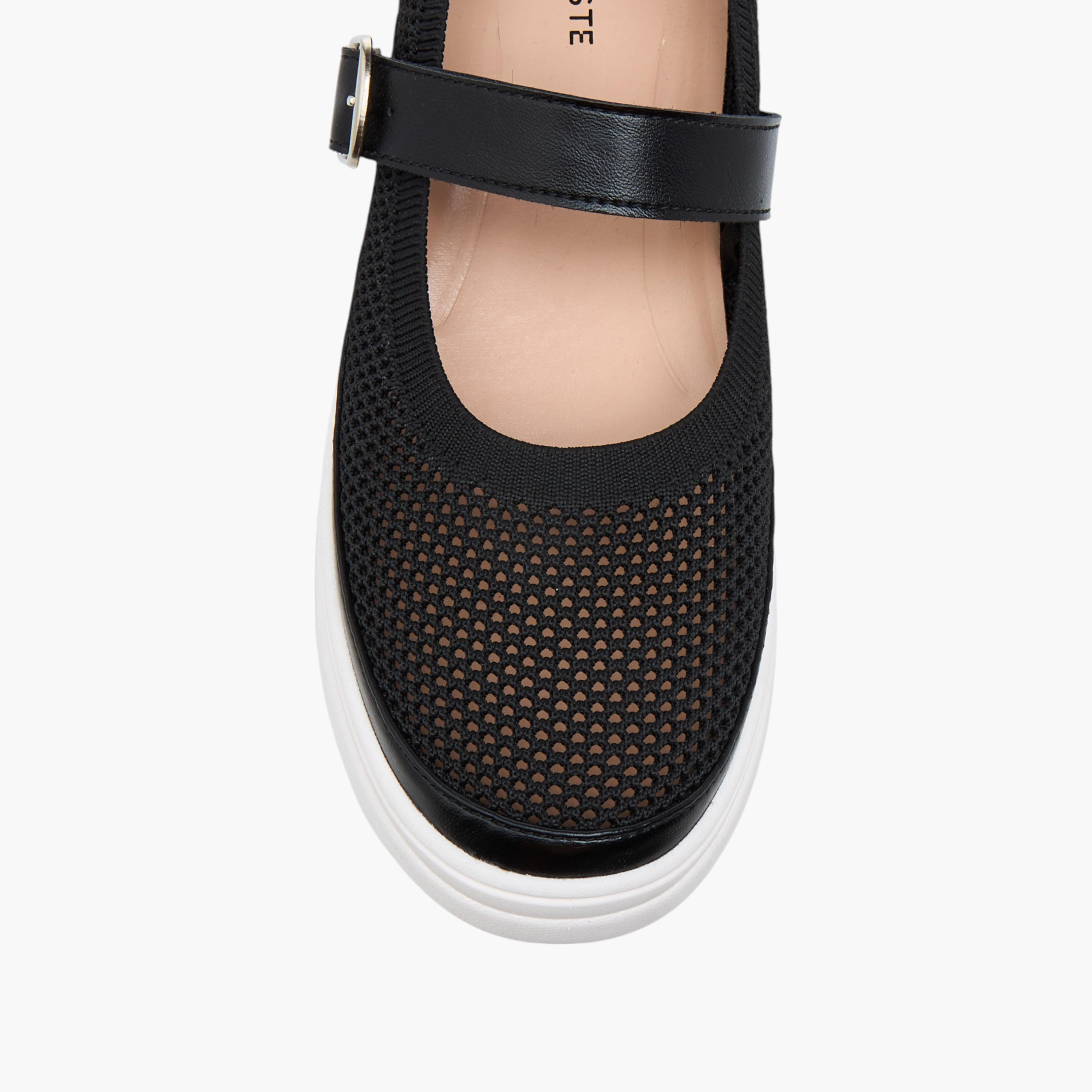 Celeste Women's Textured Sneakers with Buckle Closure - LS24040569-women-shoes-sneakers-image-4