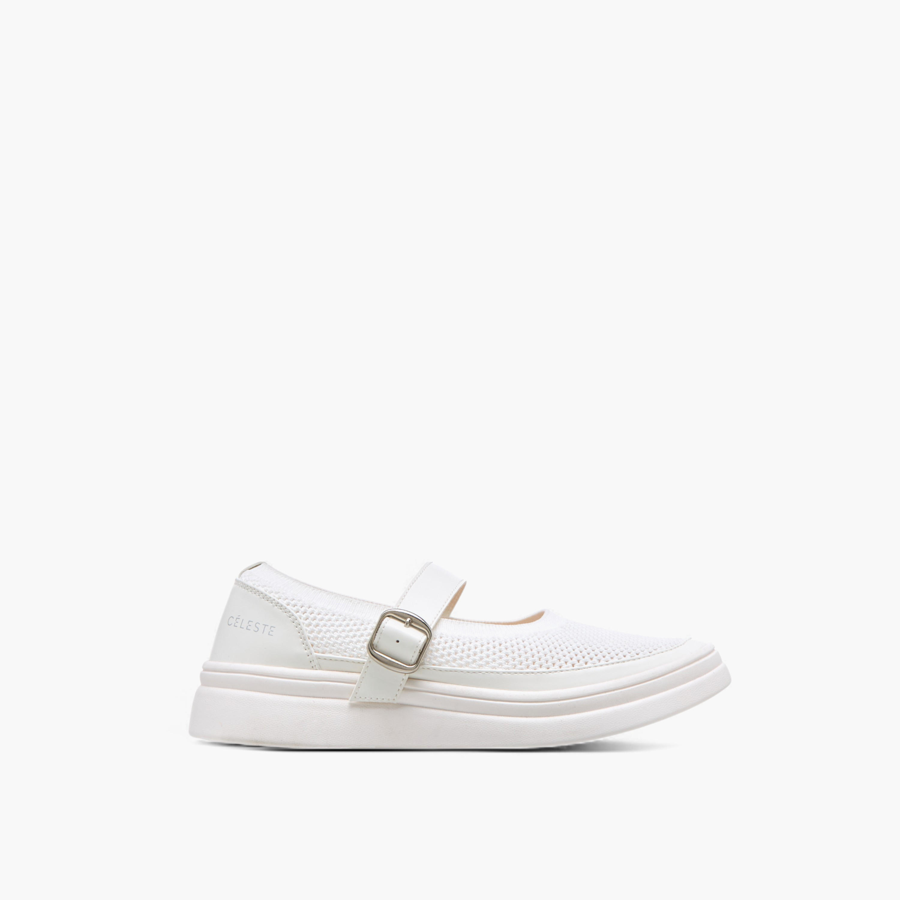 Celeste Women's Textured Sneakers with Buckle Closure - LS24040569-women-shoes-sneakers-image-3