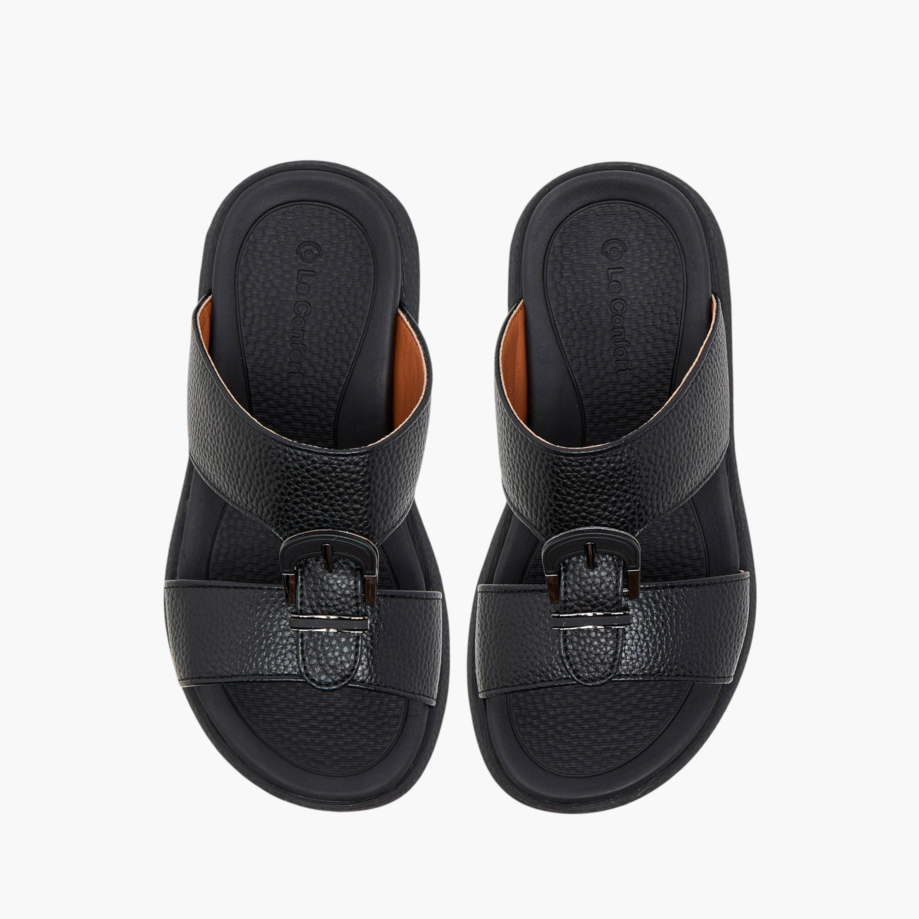 Le Confort Textured Arabic Comfort Sandals with Buckle Detail-boys-shoes-sandals-image-1