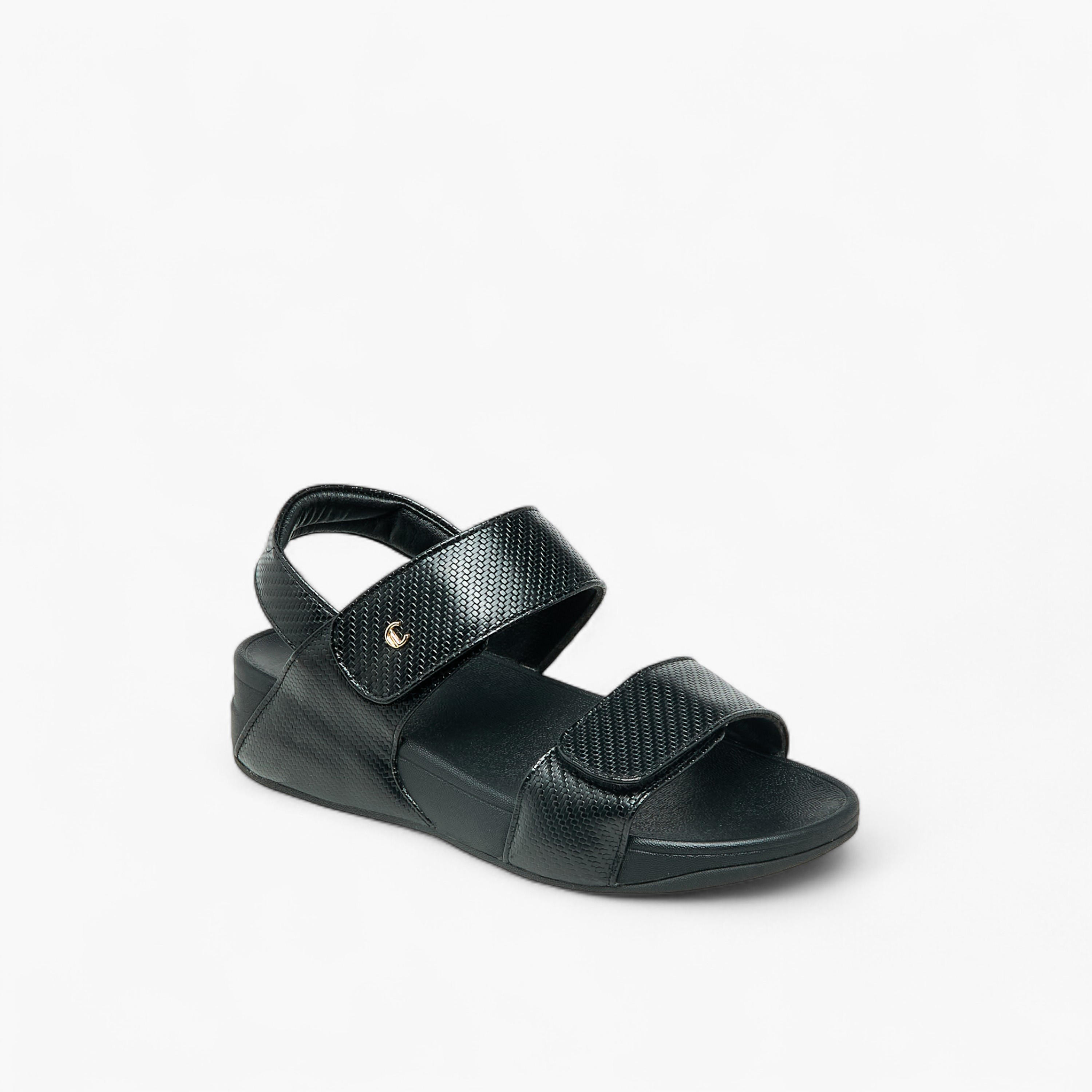 Le Confort Women Textured Hook and Loop Strap Sandals-women-shoes-sandals-heeled-image-2