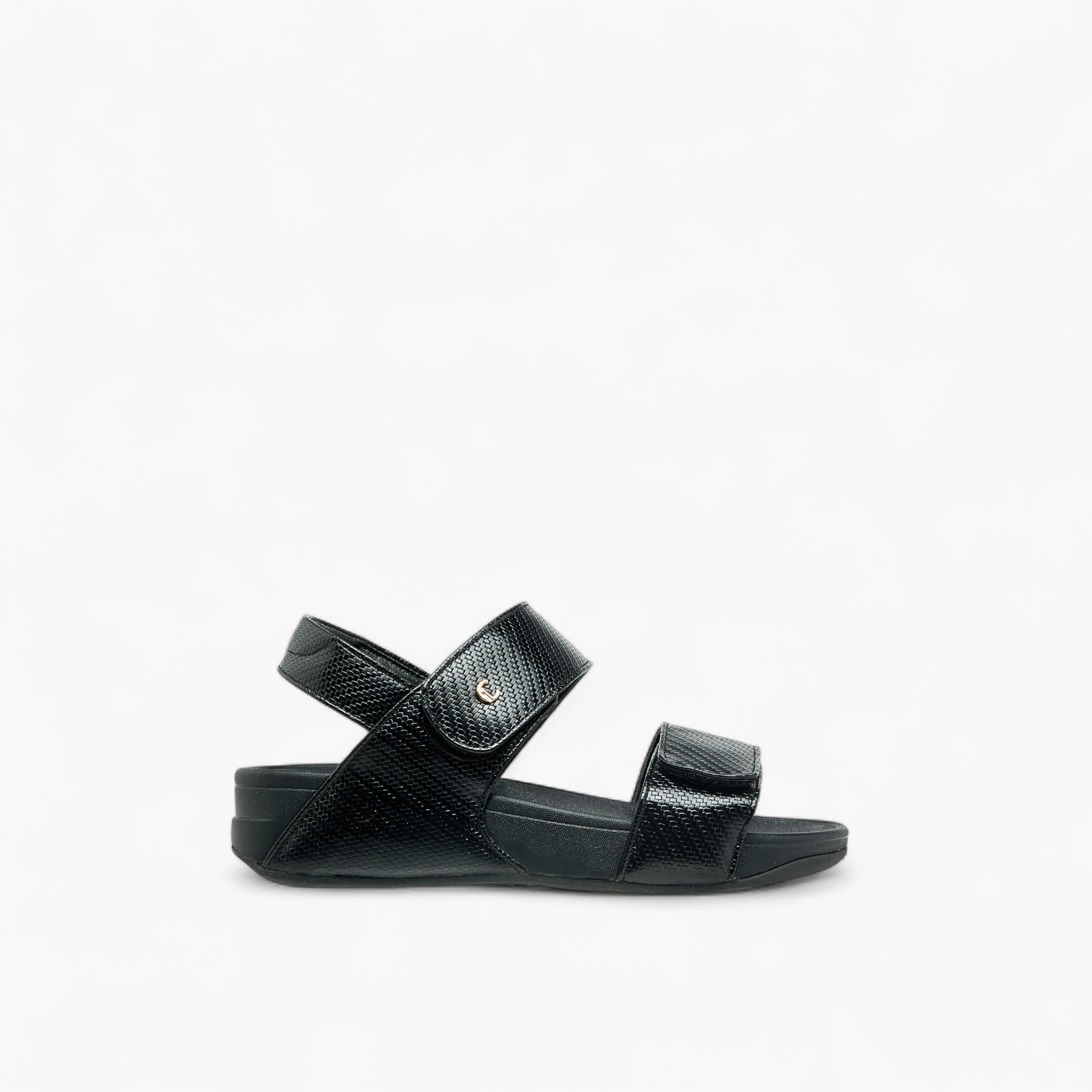 Le Confort Women Textured Hook and Loop Strap Sandals-women-shoes-sandals-heeled-image-3