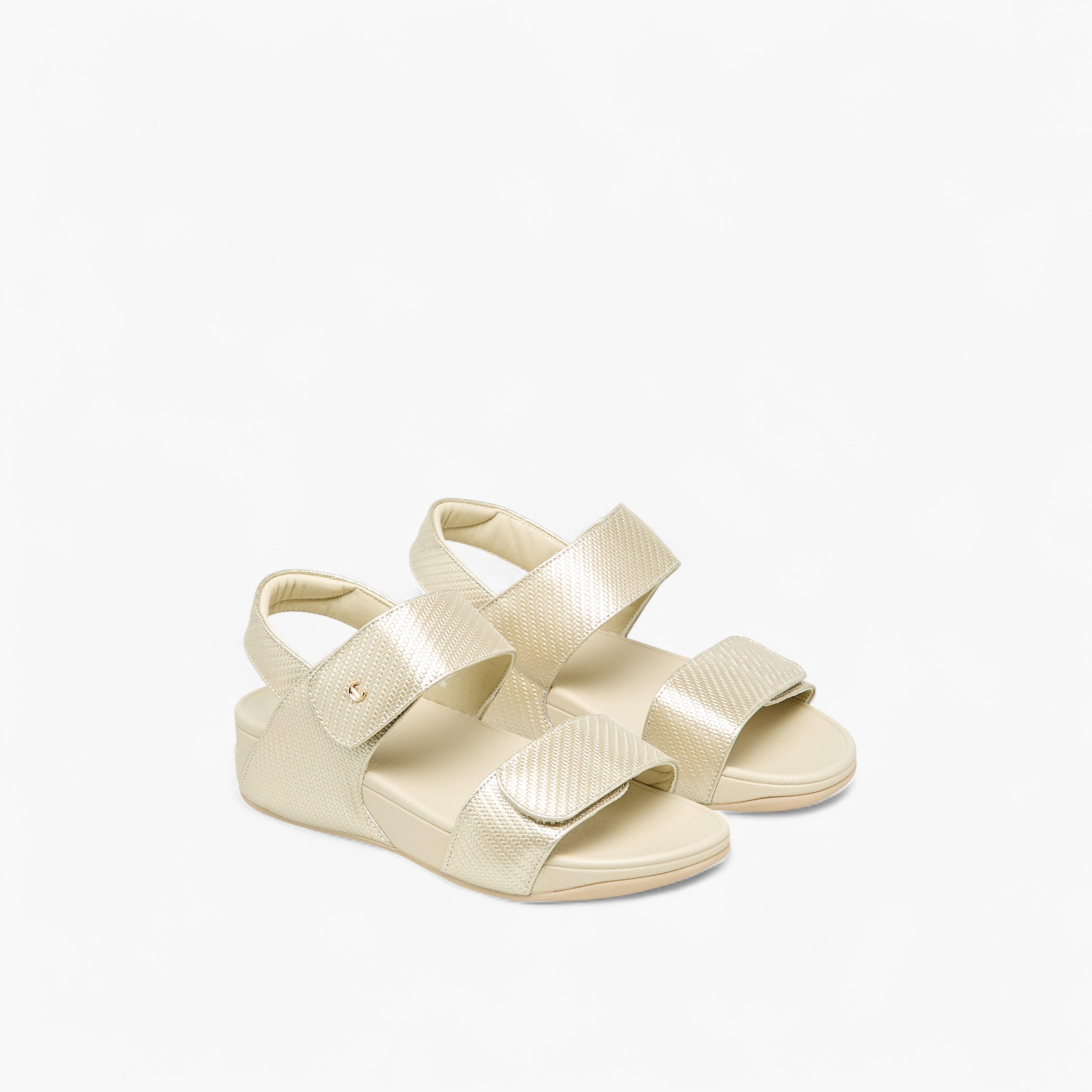 Le Confort Women Textured Hook and Loop Strap Sandals-women-shoes-sandals-heeled-image-1
