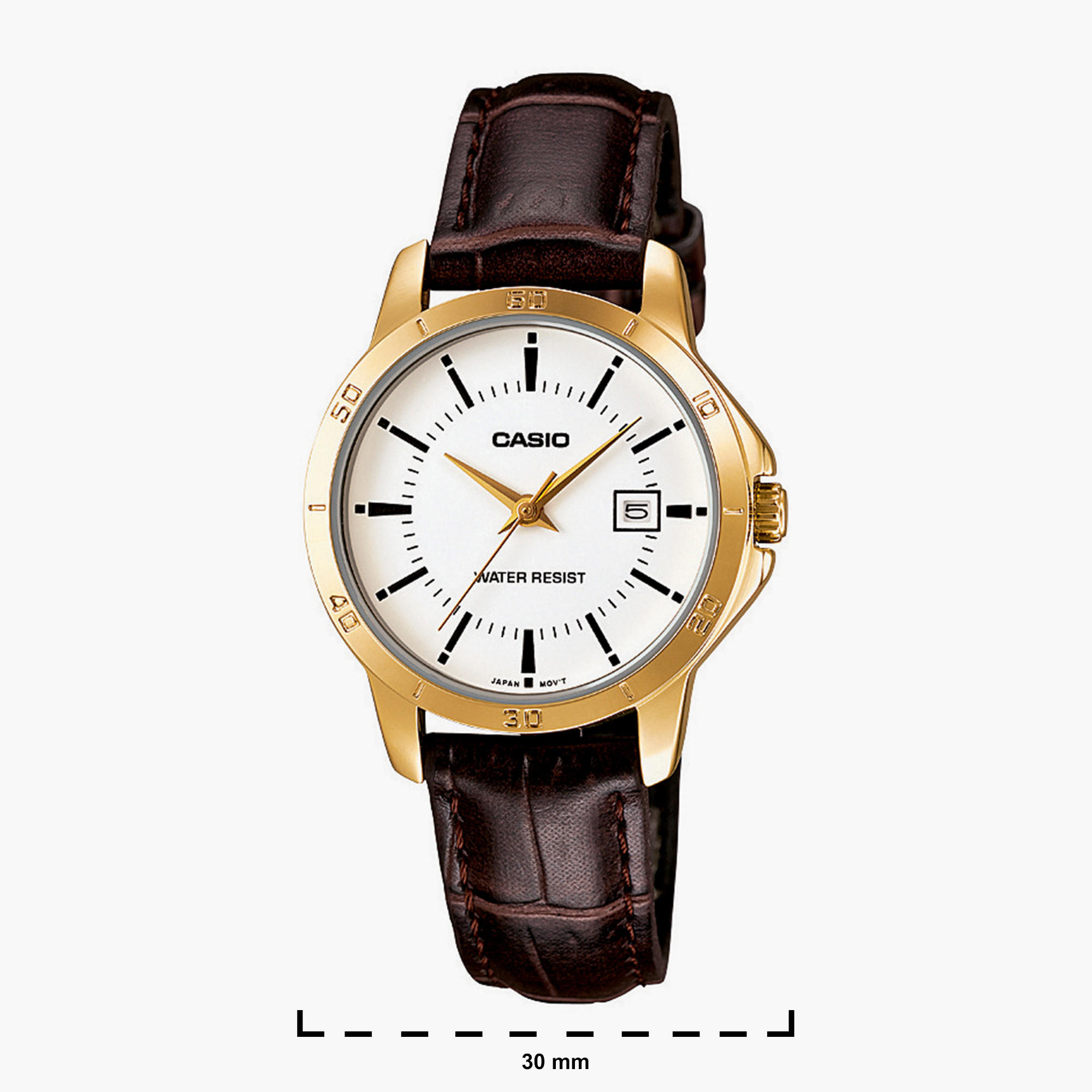 Casio Women's Brown Analog Leather Strap Watch LTP-V004GL-7AUDF | 30 MM-women-watchesandjewellery-watches-image-2