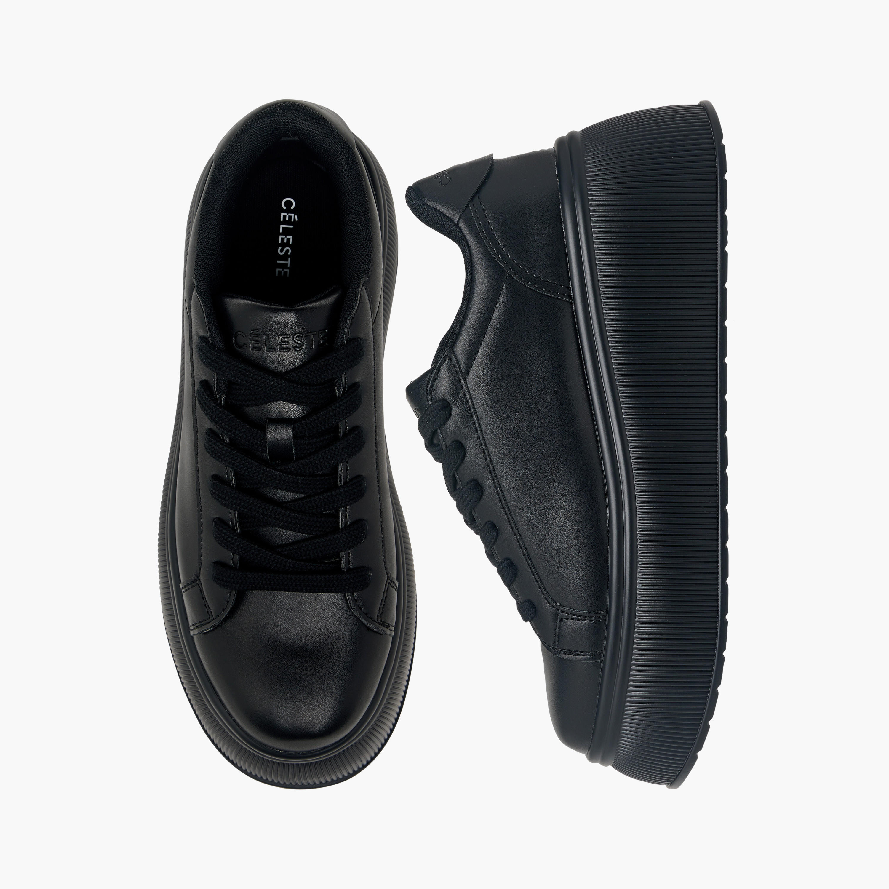 Celeste Women's Solid Chunky Sole Sneakers with Lace-Up Closure-women-shoes-sneakers-image-1