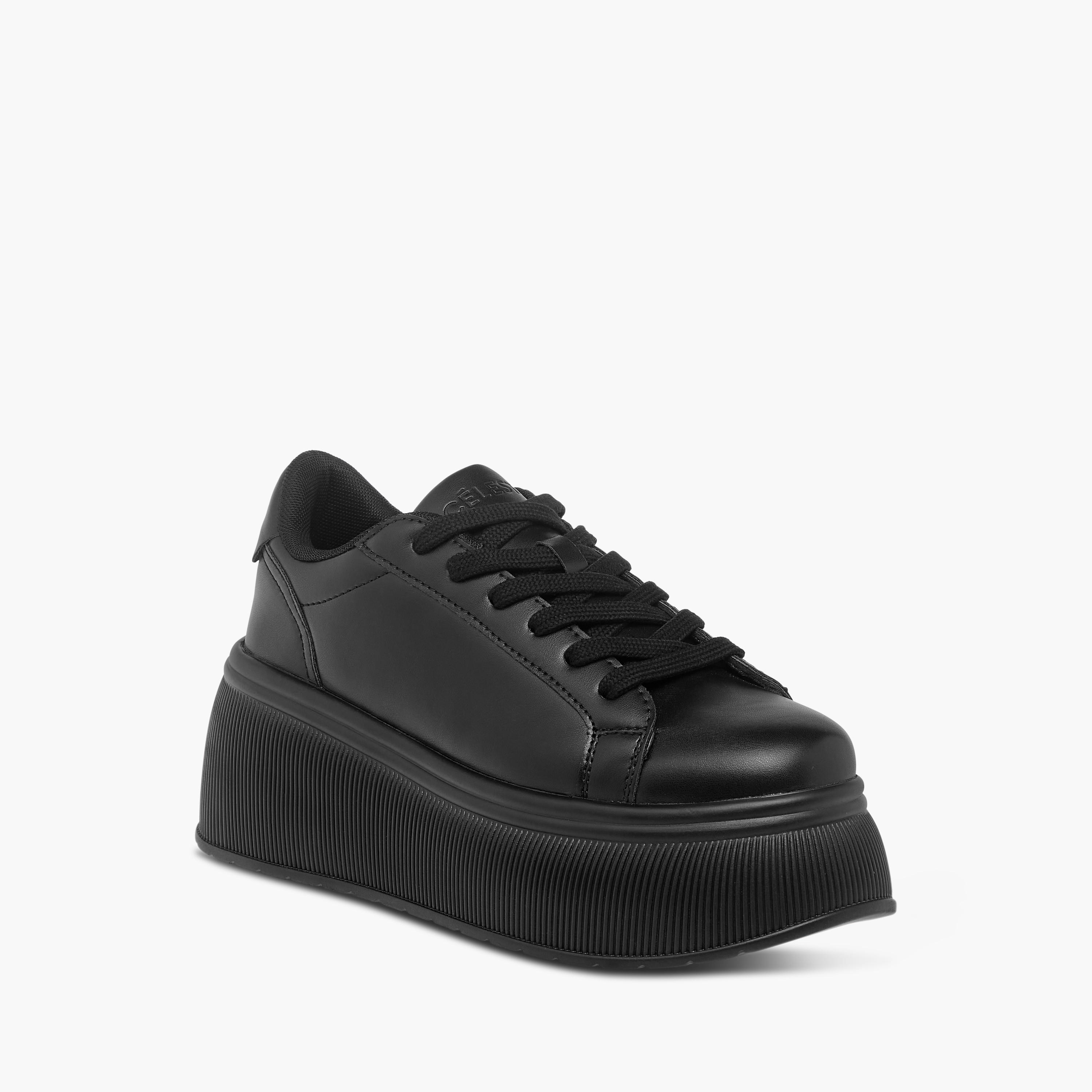 Celeste Women's Solid Chunky Sole Sneakers with Lace-Up Closure-women-shoes-sneakers-image-2