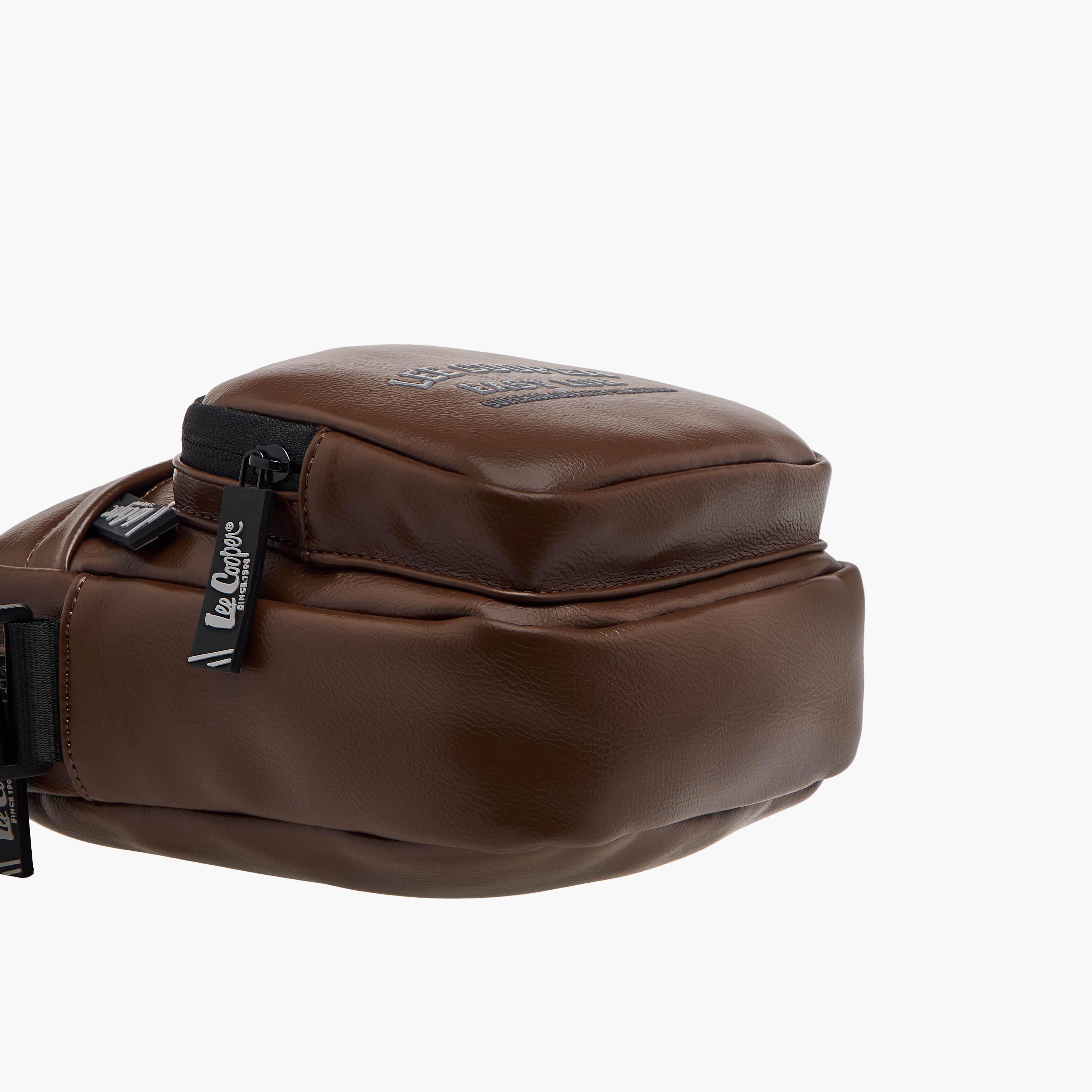 Lee Cooper Logo Print Crossbody Bag with Adjustable Strap and Zip Closure-travel-accessories-image-6