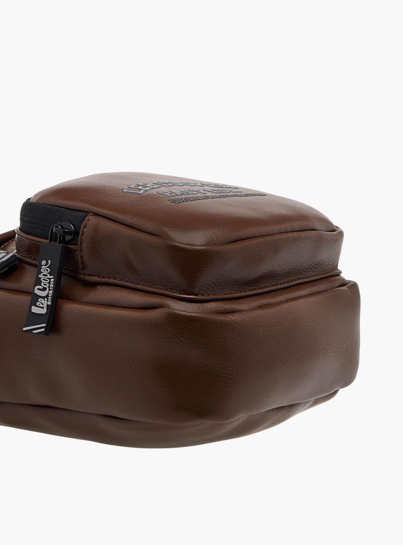Lee Cooper Logo Print Crossbody Bag with Adjustable Strap and Zip Closure-travel-accessories-image-6