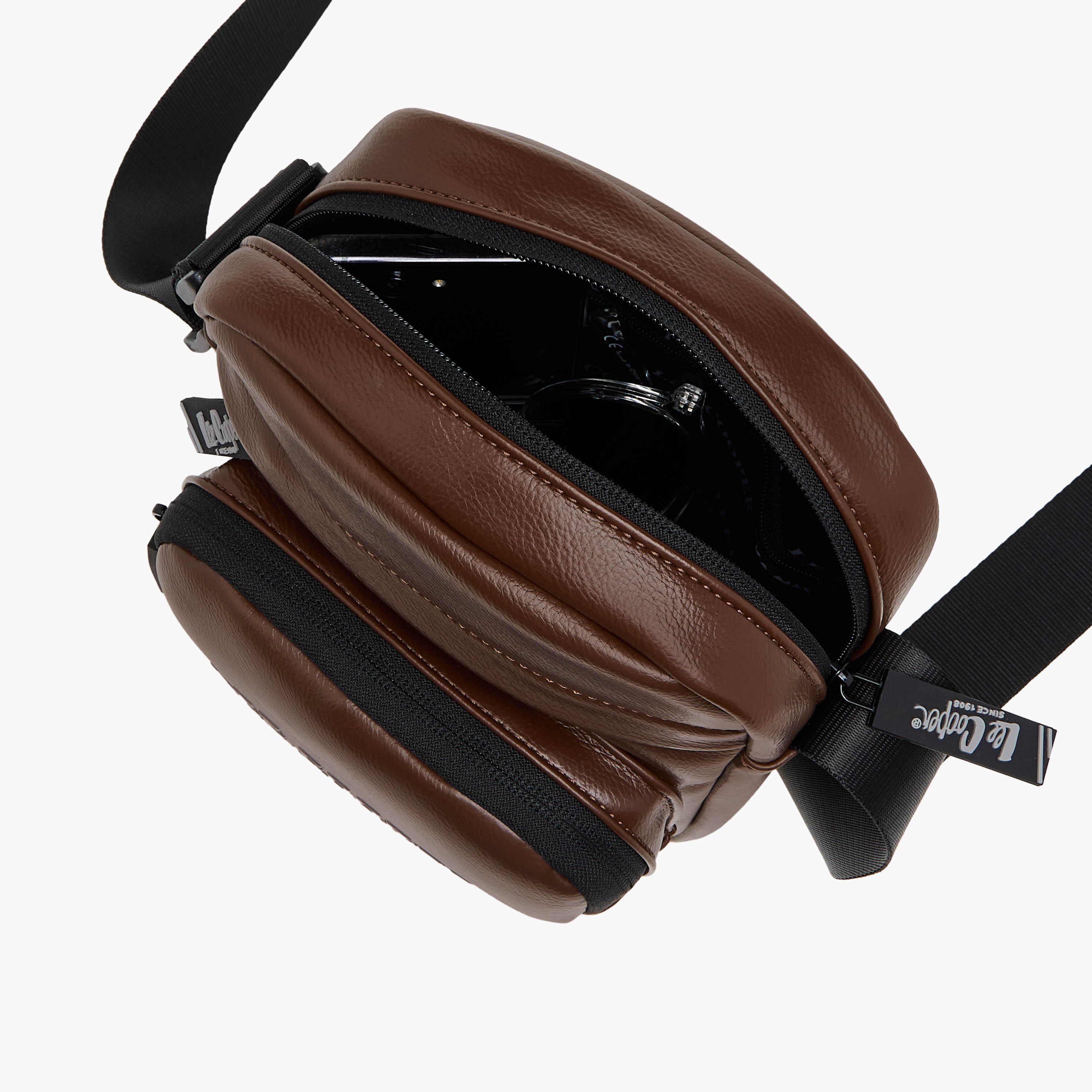 Lee Cooper Logo Print Crossbody Bag with Adjustable Strap and Zip Closure-travel-accessories-image-7