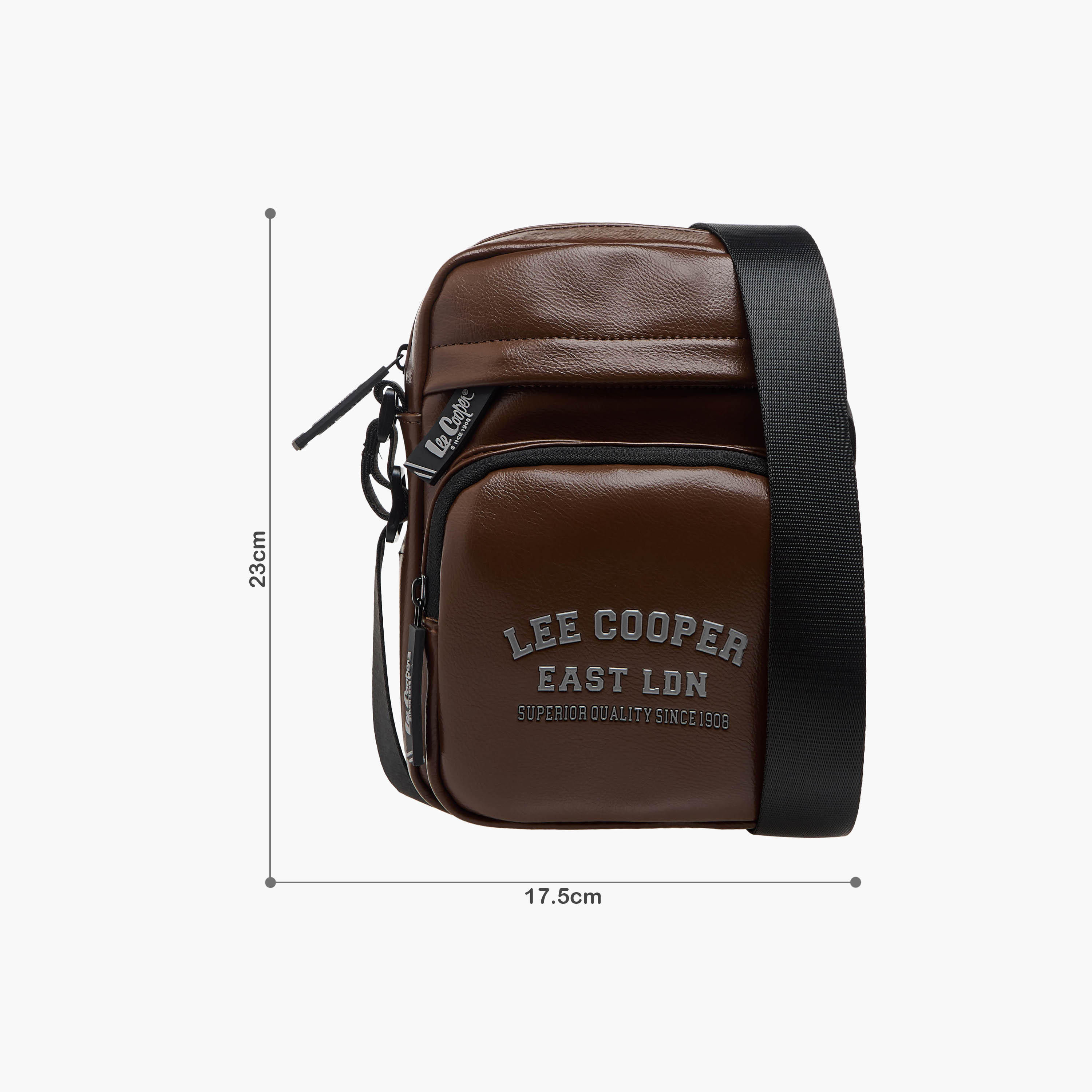 Lee Cooper Logo Print Crossbody Bag with Adjustable Strap and Zip Closure-travel-accessories-image-2