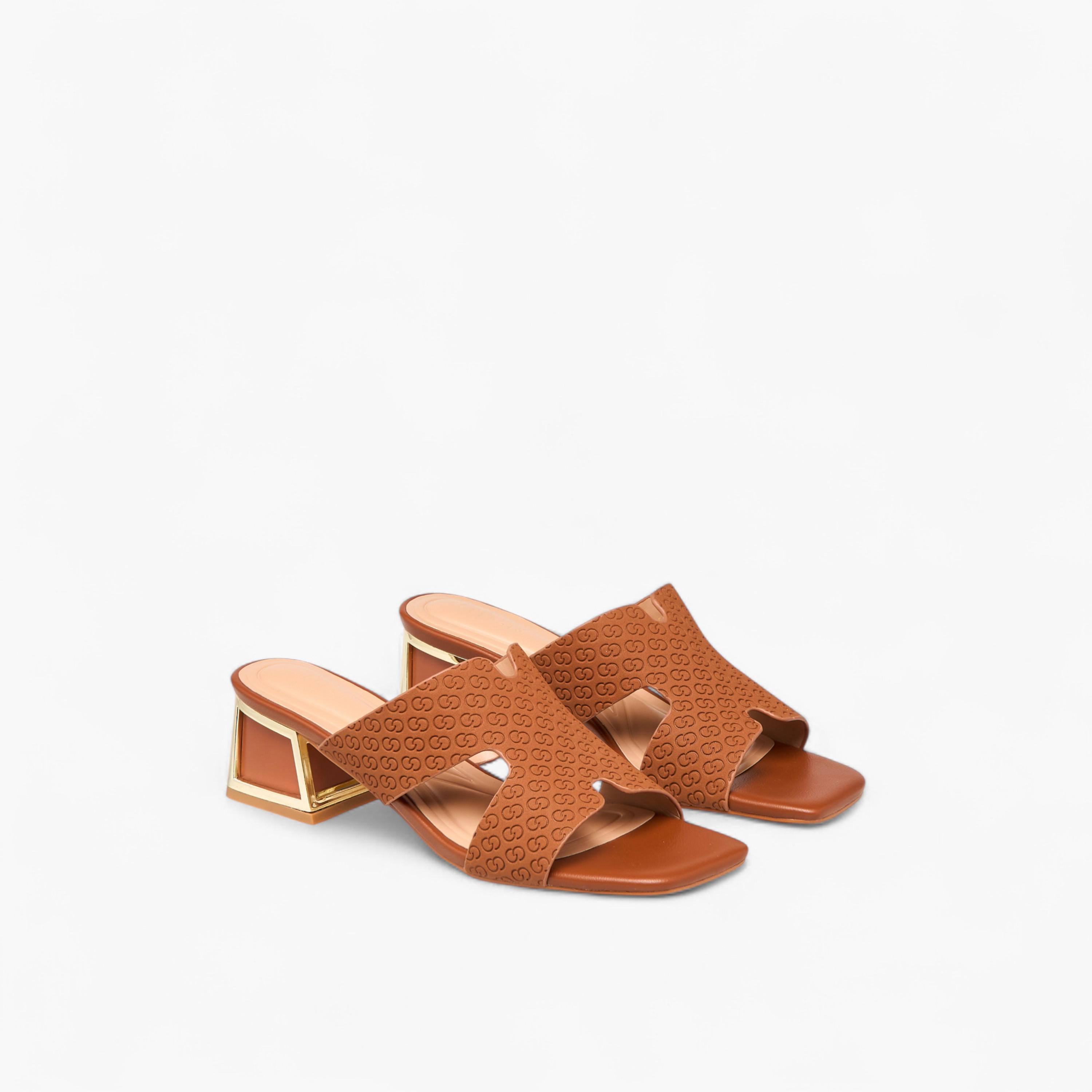 Celeste Women's Monogram Print Slip-On Block Heel Sandals-women-shoes-sandals-heeled-image-1