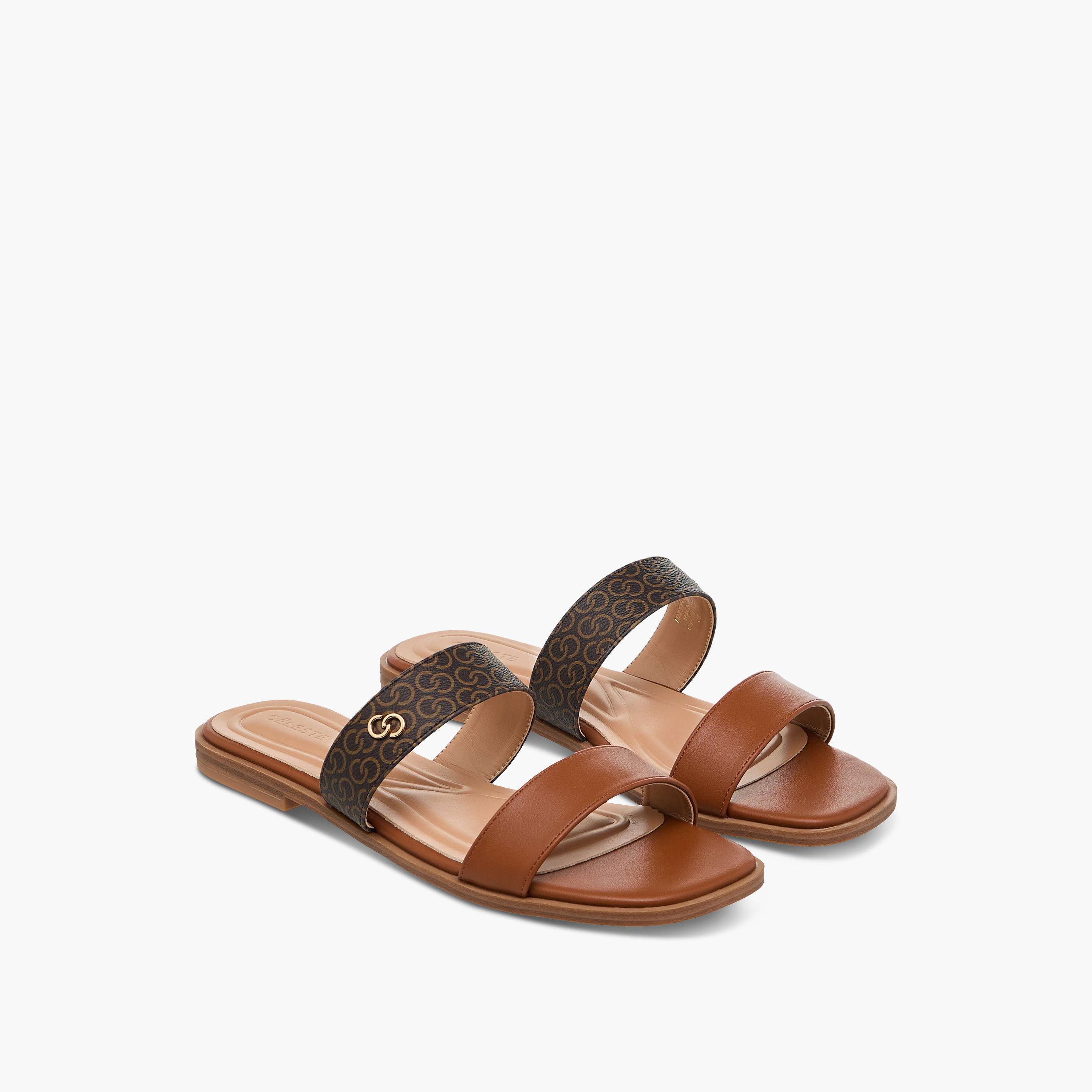 Celeste Women's Monogram Print Slip-On Flat Sandals-women-shoes-flats-sandals-image-1