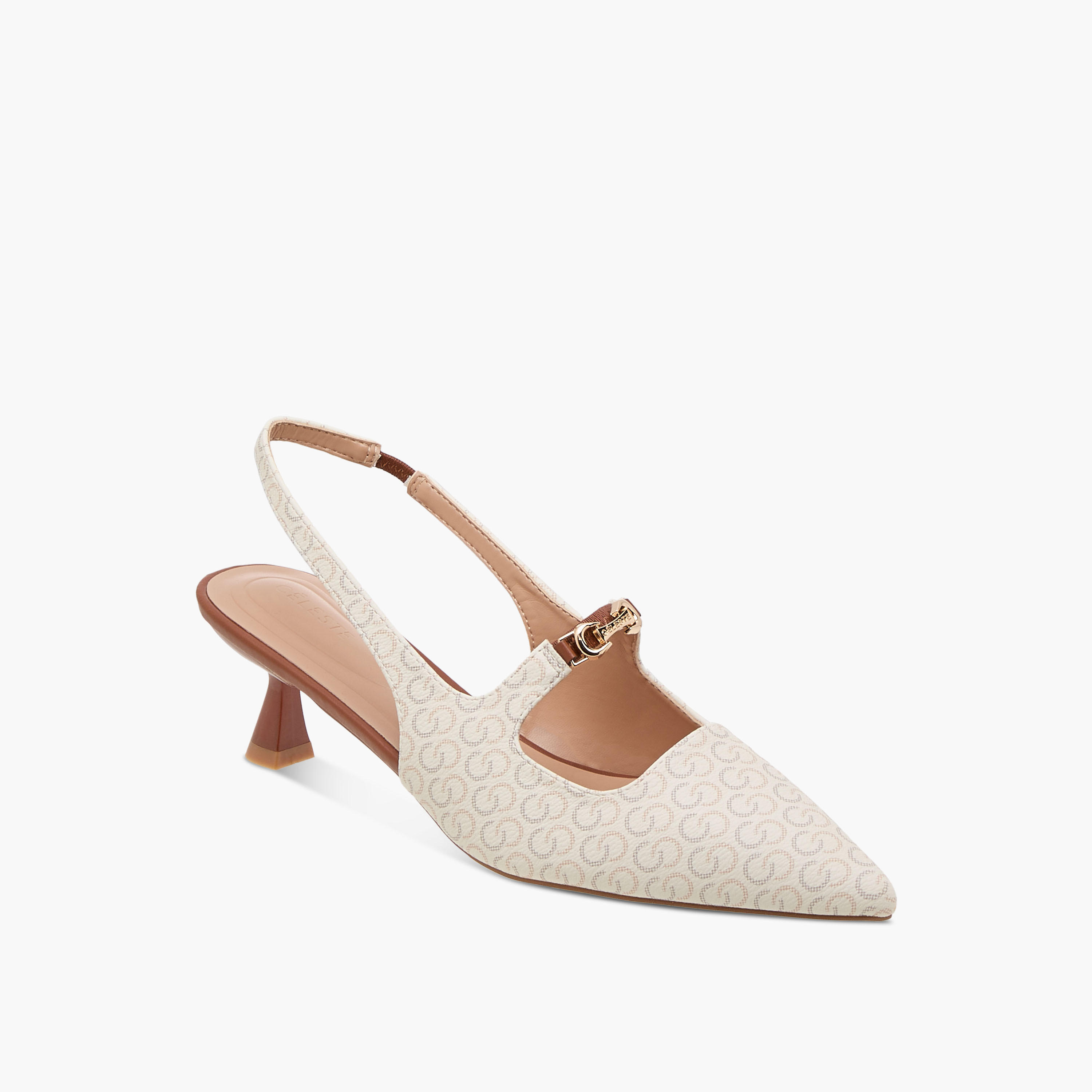 حذاء بطبعات مونوجرام وحزام خلفي وكعب صغير للنساء من سيليست-women-shoes-heels-image-3