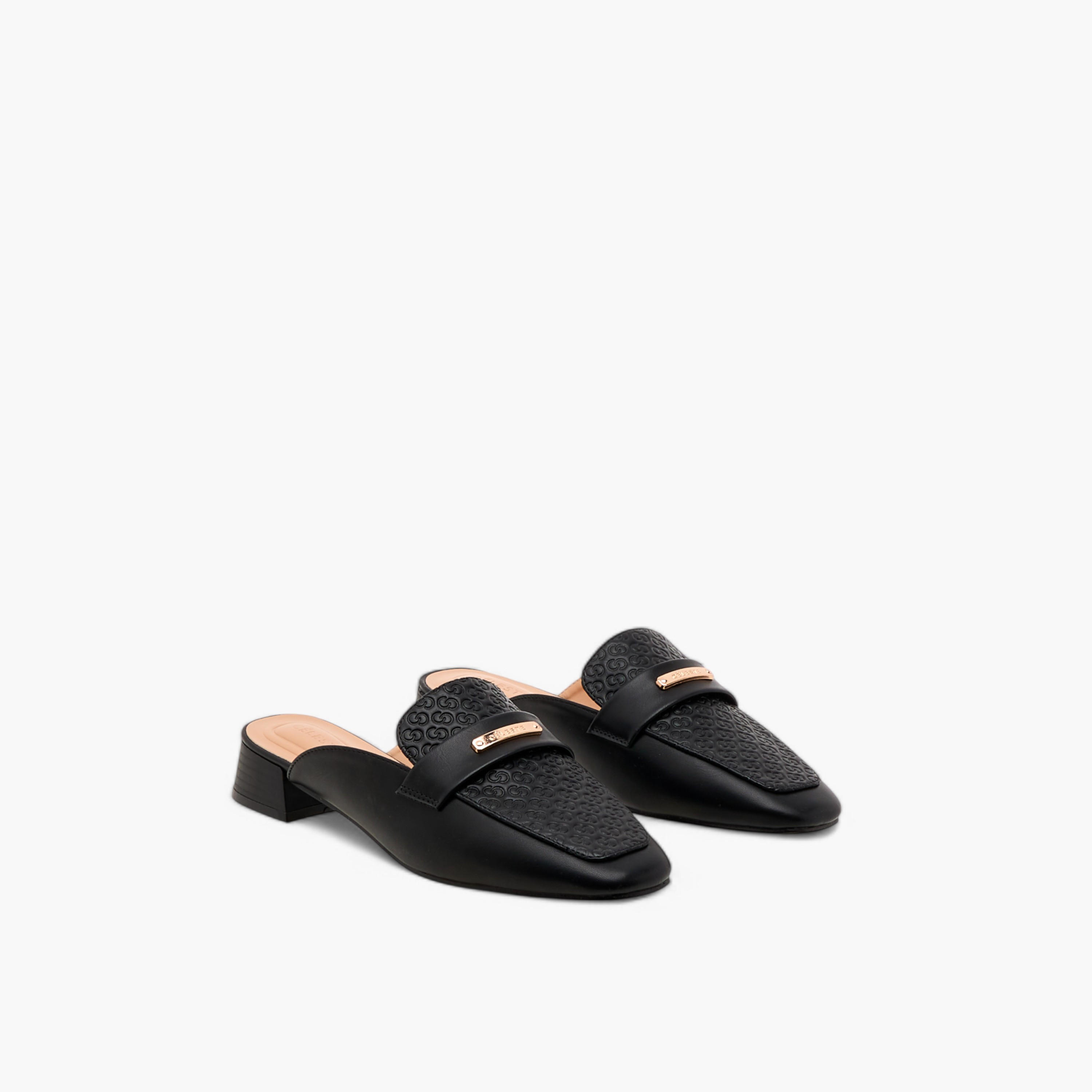 حذاء ميول سهل الارتداء بكعب سميك ونقوش مونوجرام للنساء من سيليست-women-shoes-heels-image-1
