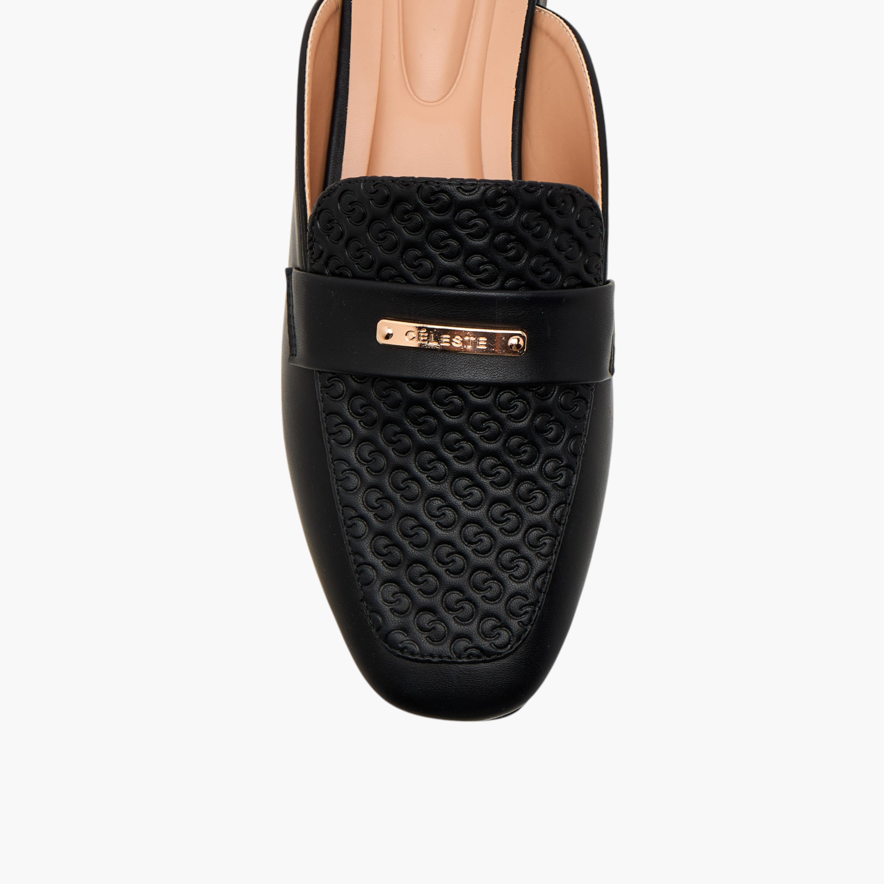 حذاء ميول سهل الارتداء بكعب سميك ونقوش مونوجرام للنساء من سيليست-women-shoes-heels-image-4