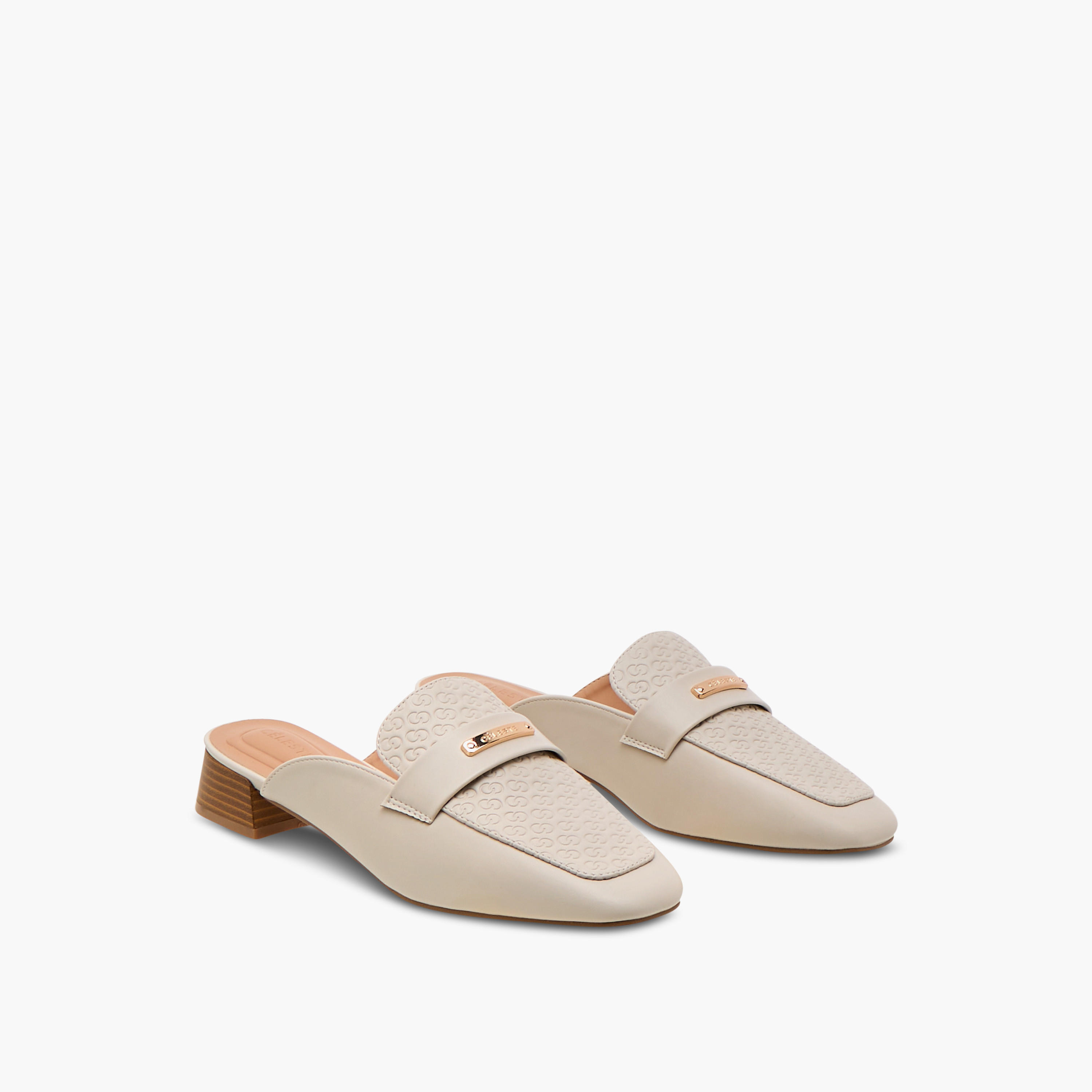 Celeste Women's Monogram Embossed Slip-On Mules with Block Heels-women-shoes-heels-image-1