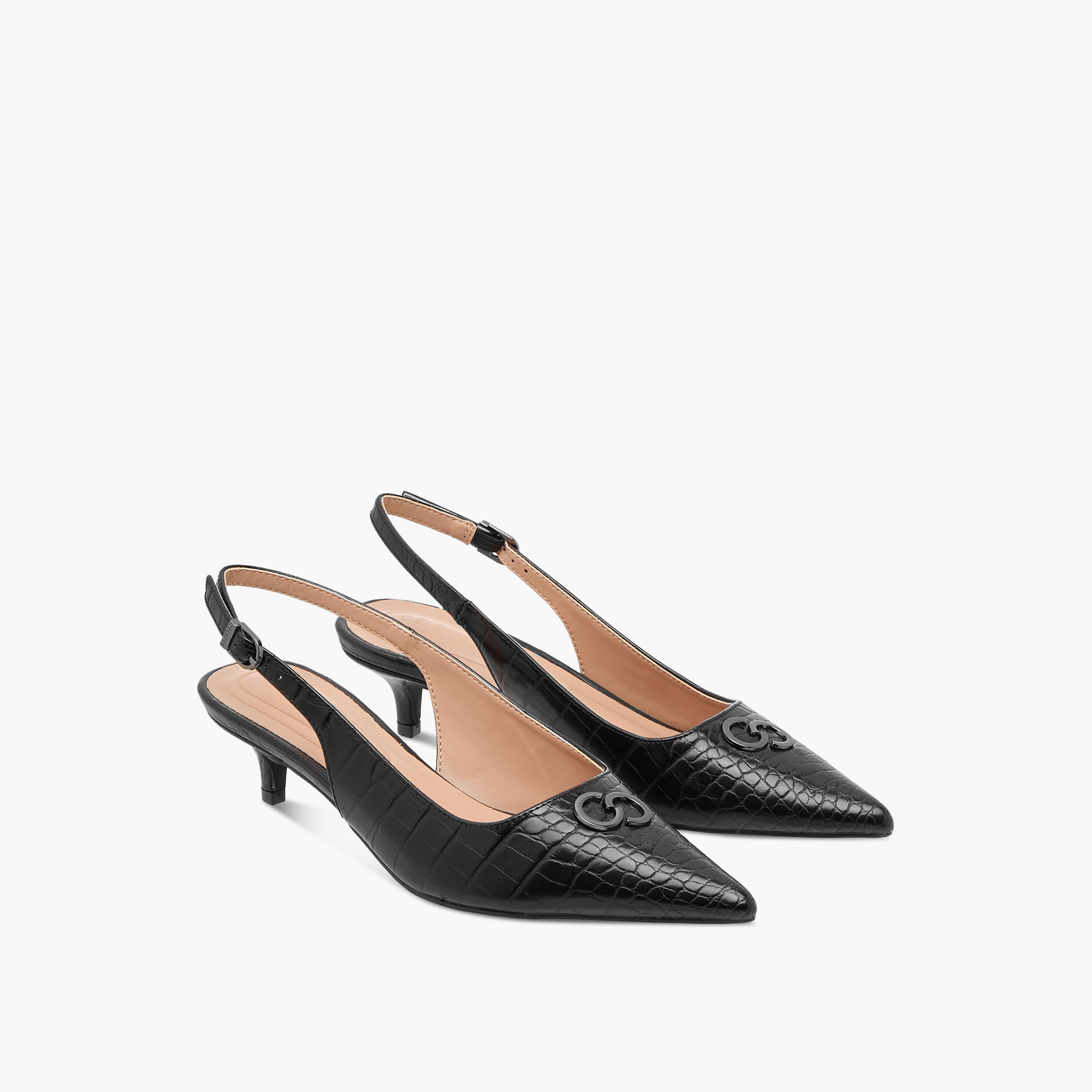 حذاء نسائي بارز الملمس بمقدمة مدببة مع إبزيم إغلاق من سيليست-women-shoes-heels-image-1