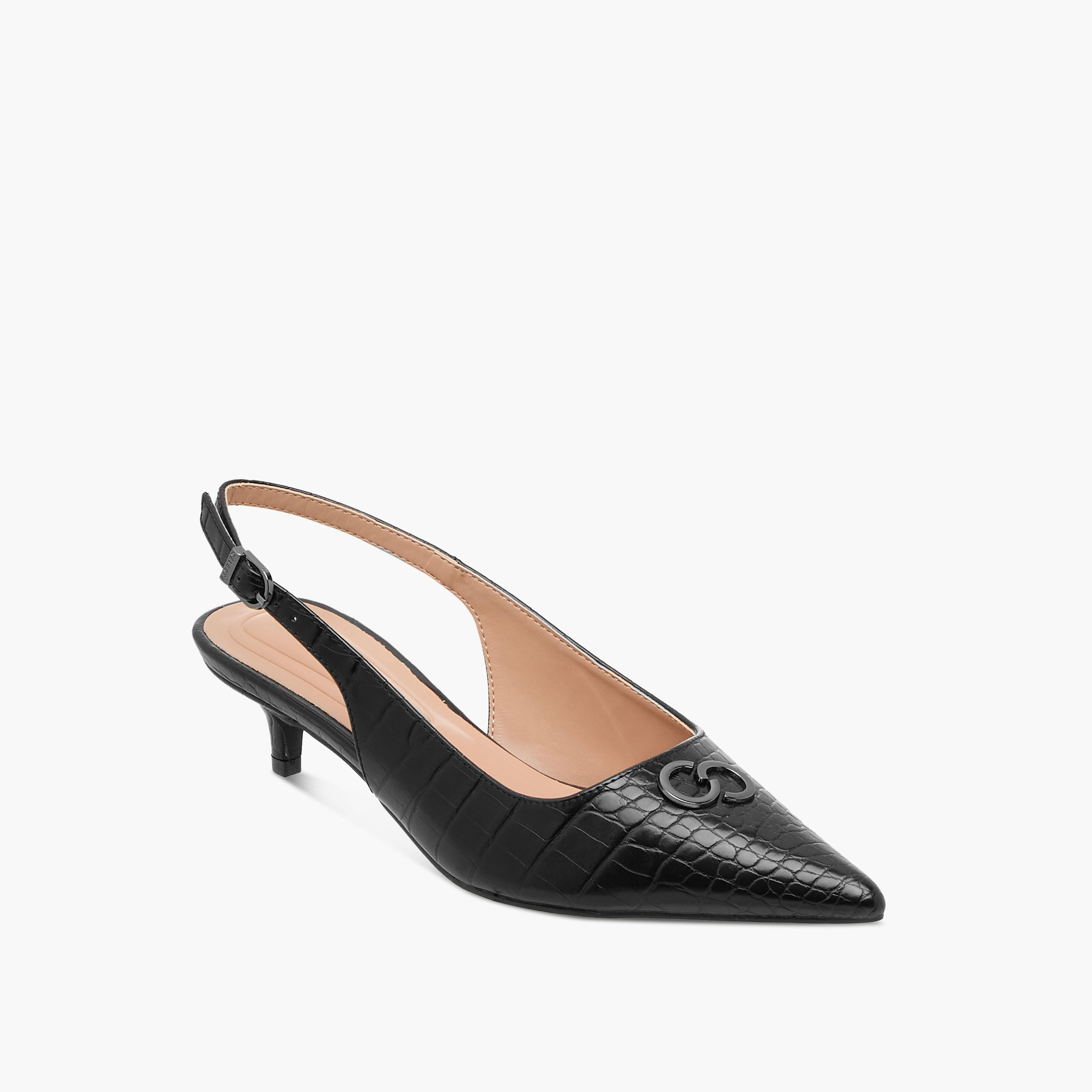 Celeste Women's Textured Pointed Toe Shoes with Buckle Closure-women-shoes-heels-image-3