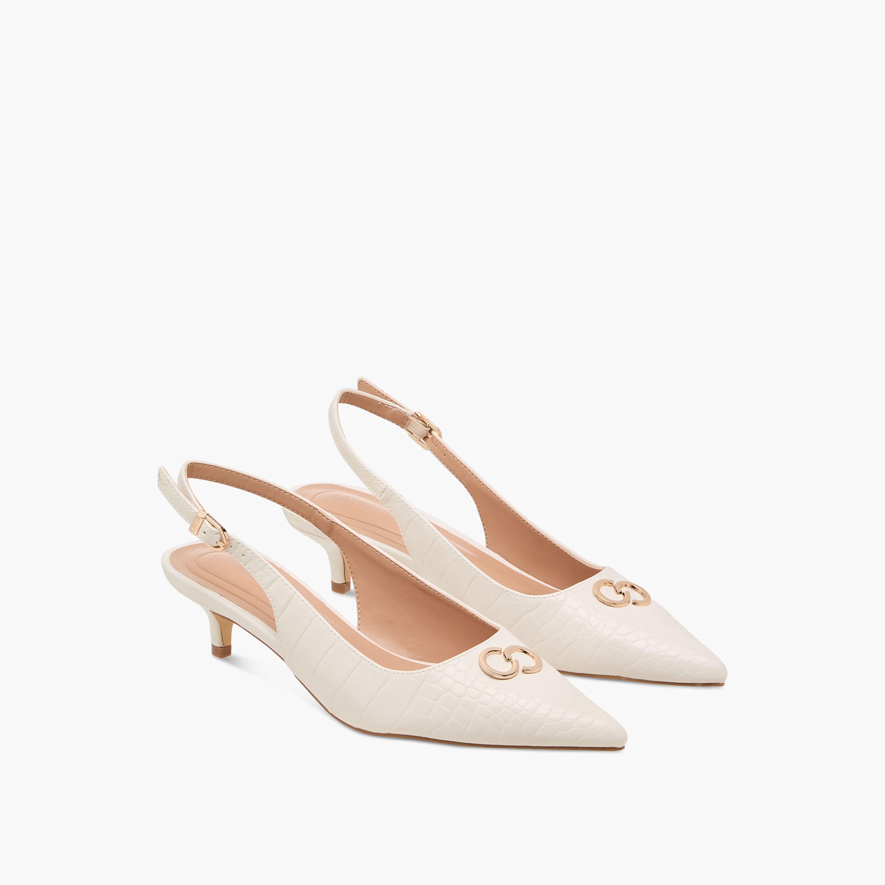 حذاء نسائي بارز الملمس بمقدمة مدببة مع إبزيم إغلاق من سيليست-women-shoes-heels-image-1
