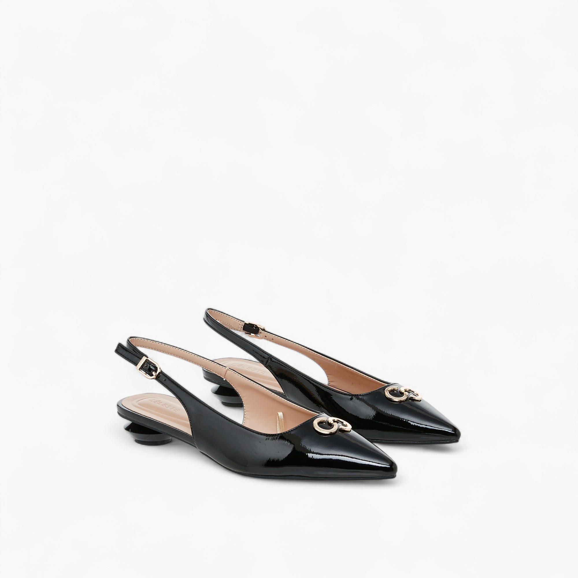 Celeste Women's Metal Accent Pointed Shoes with Buckle Closure-women-shoes-heels-image-1