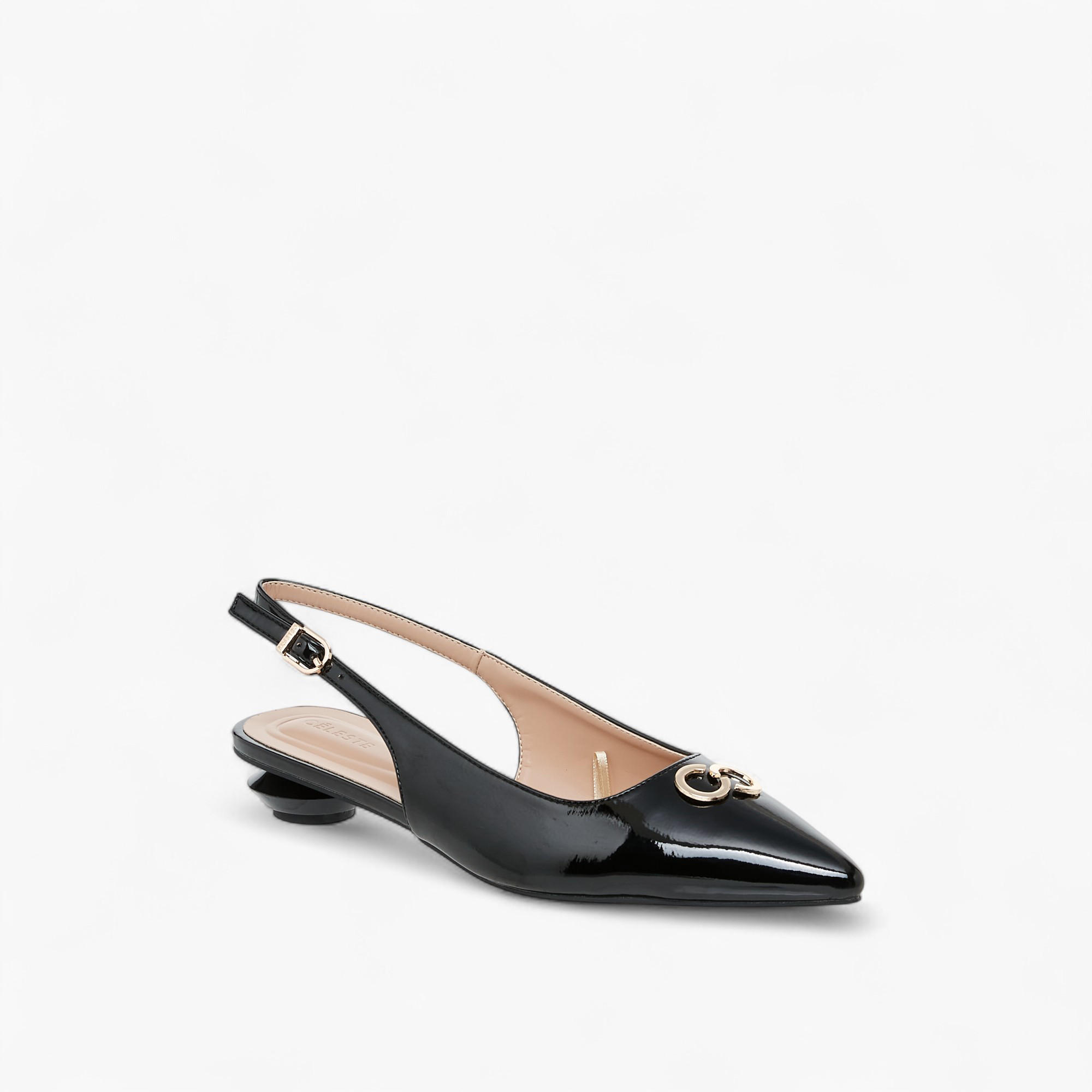 Celeste Women's Metal Accent Pointed Shoes with Buckle Closure-women-shoes-heels-image-2