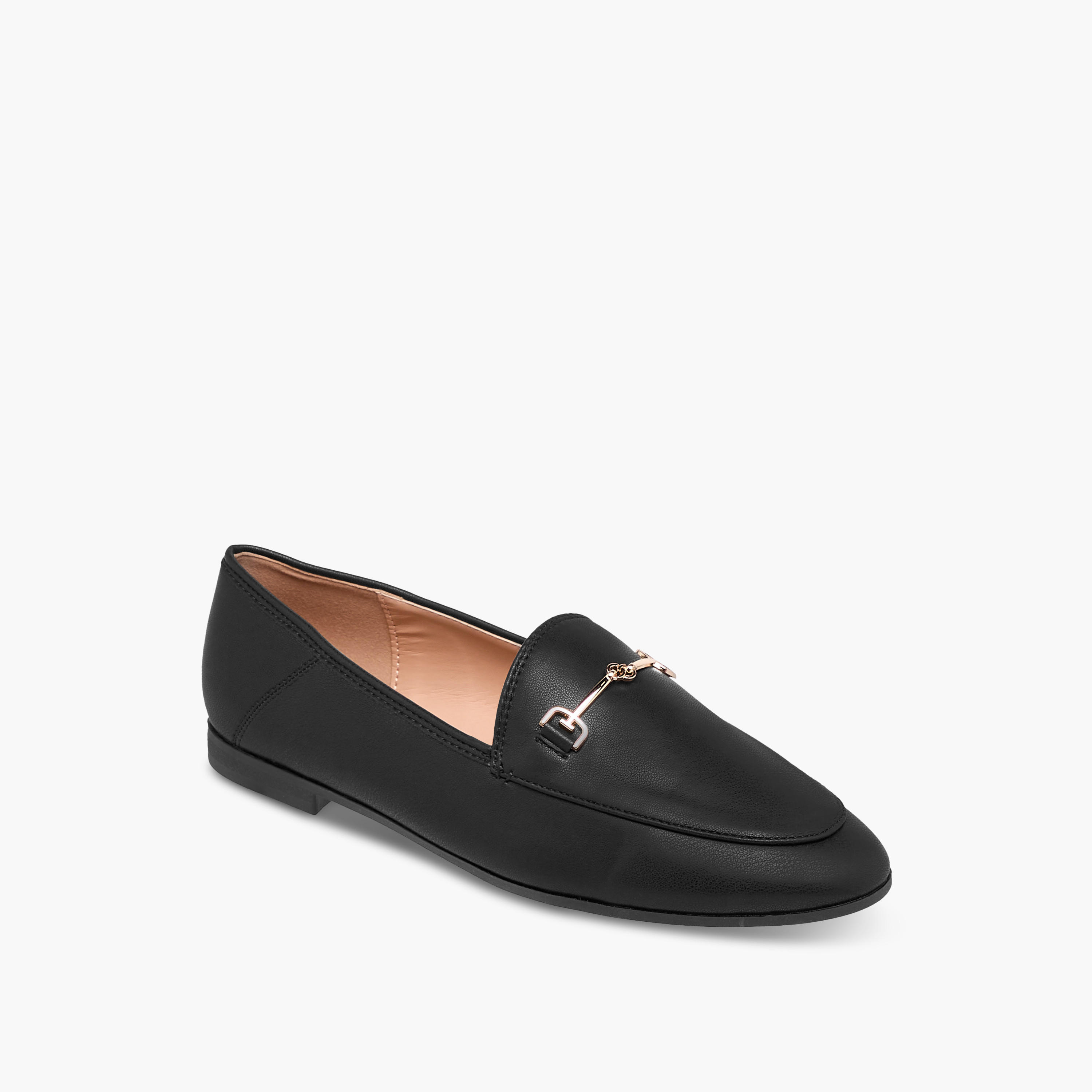 Celeste Women's Solid Slip-On Loafers with Metal Accent-women-shoes-loafersandmoccasins-image-2