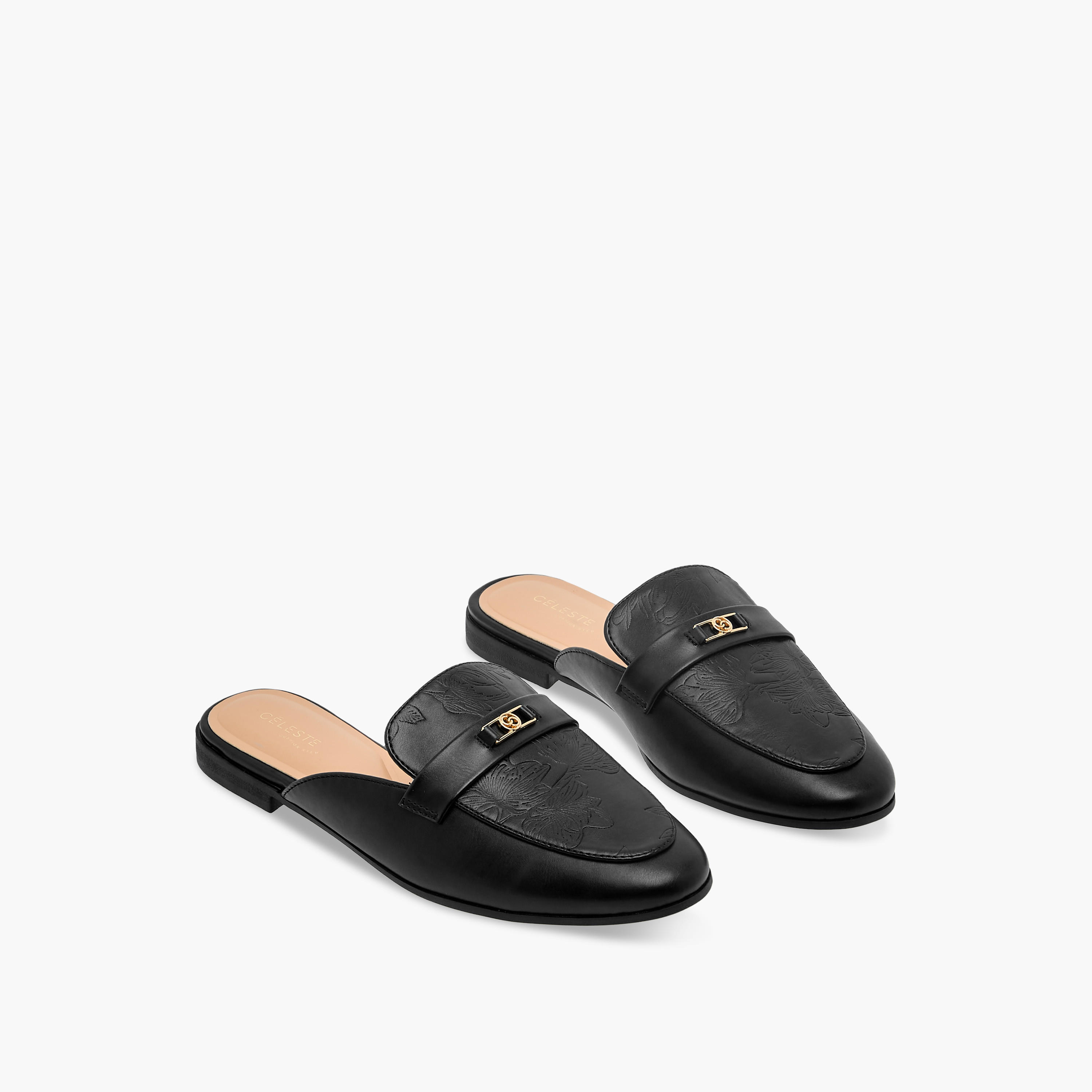 Celeste Women Floral Embossed Mules-women-shoes-flats-mules-image-1