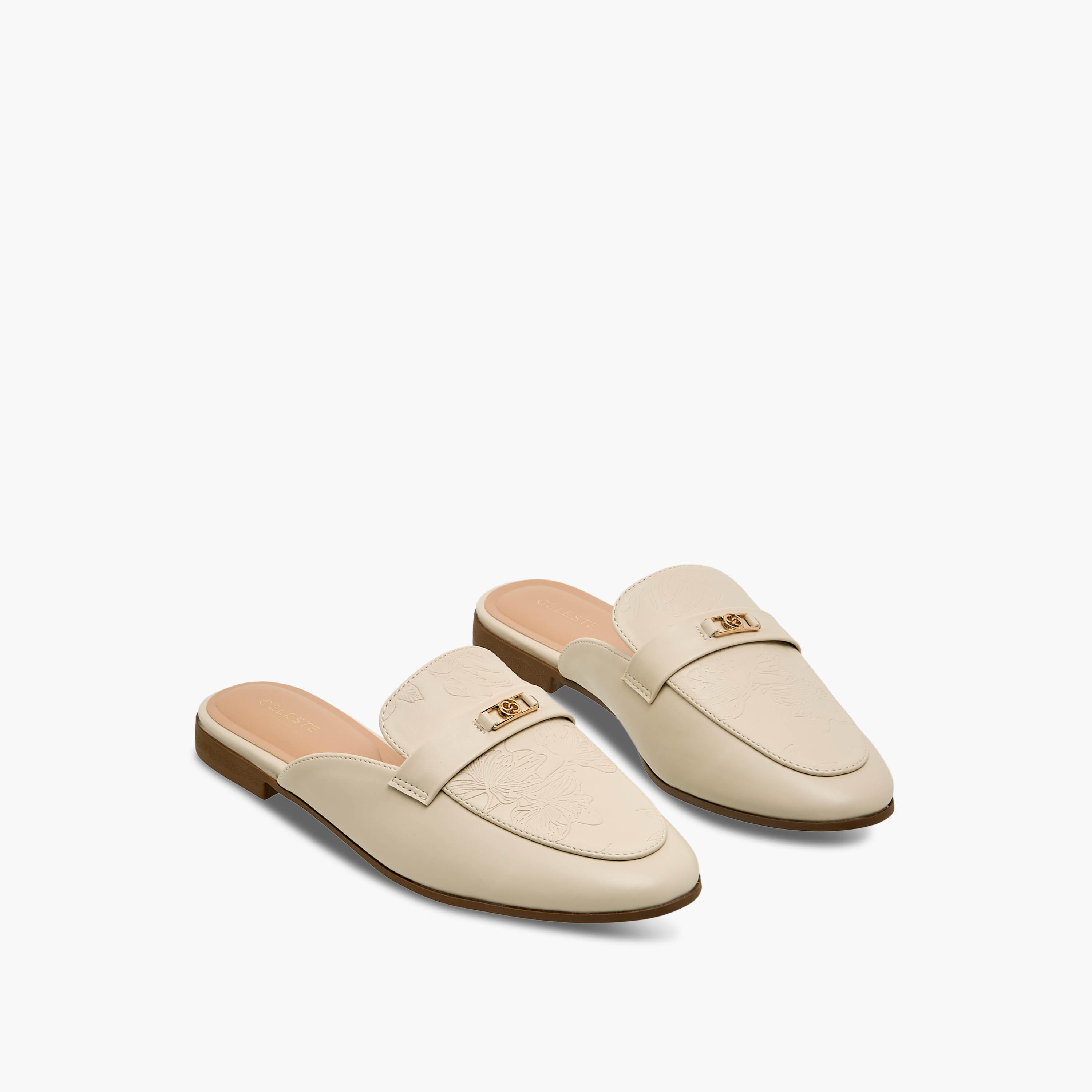 Celeste Women Floral Embossed Mules-women-shoes-flats-mules-image-1