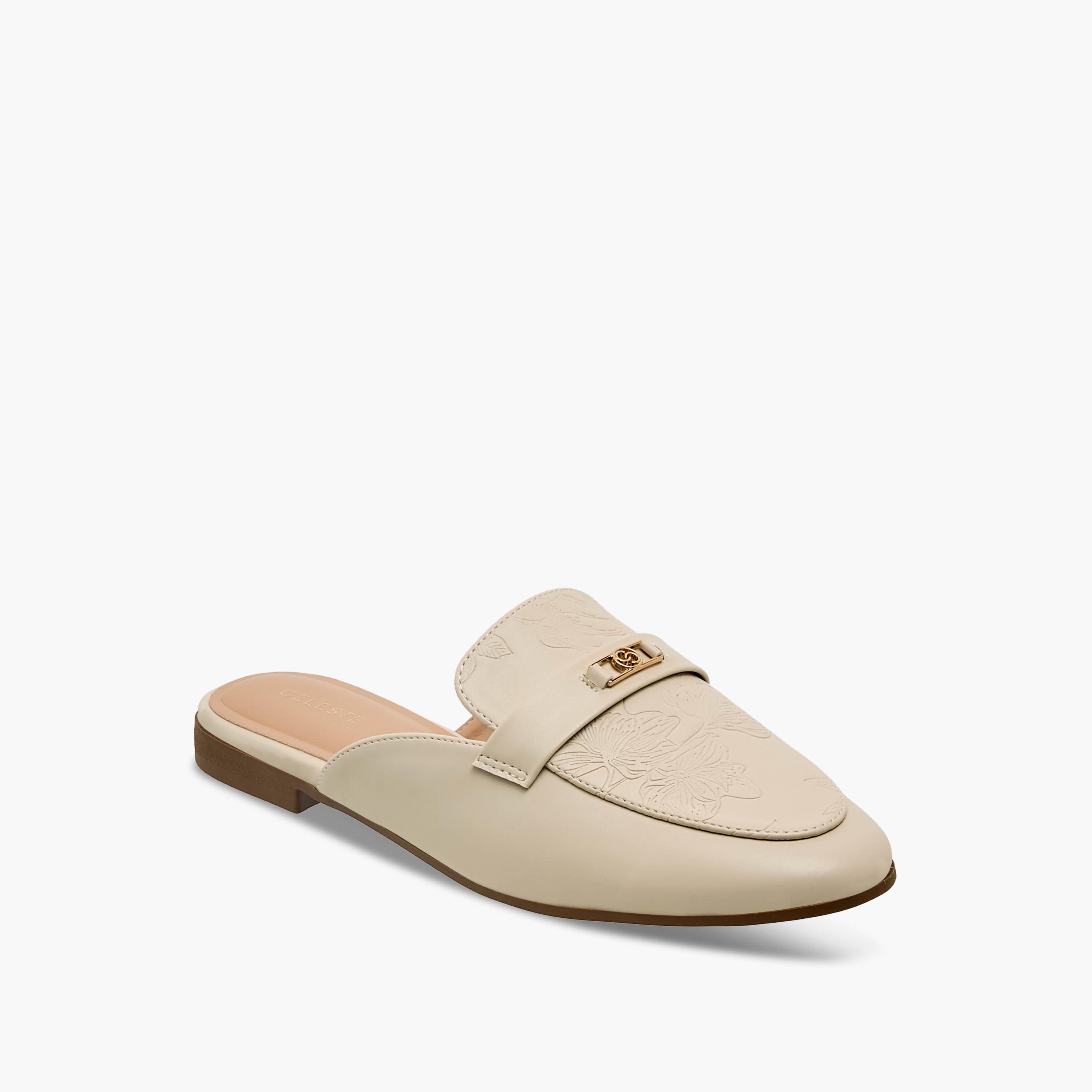 Celeste Women Floral Embossed Mules-women-shoes-flats-mules-image-2