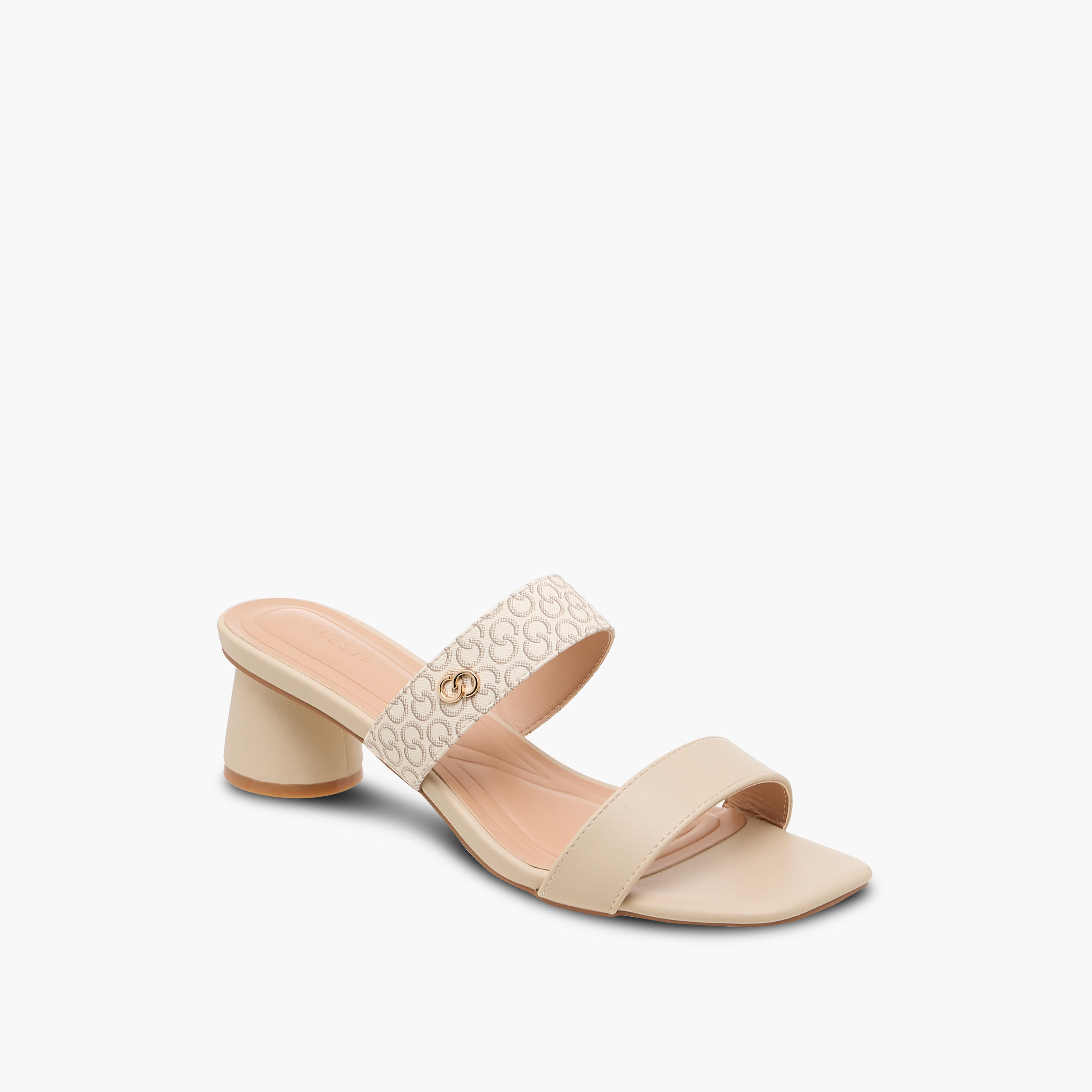 صندل سهل الارتداء بكعب سميك وطبعات مونوجرام للنساء من سيليست-women-shoes-sandals-heeled-image-2
