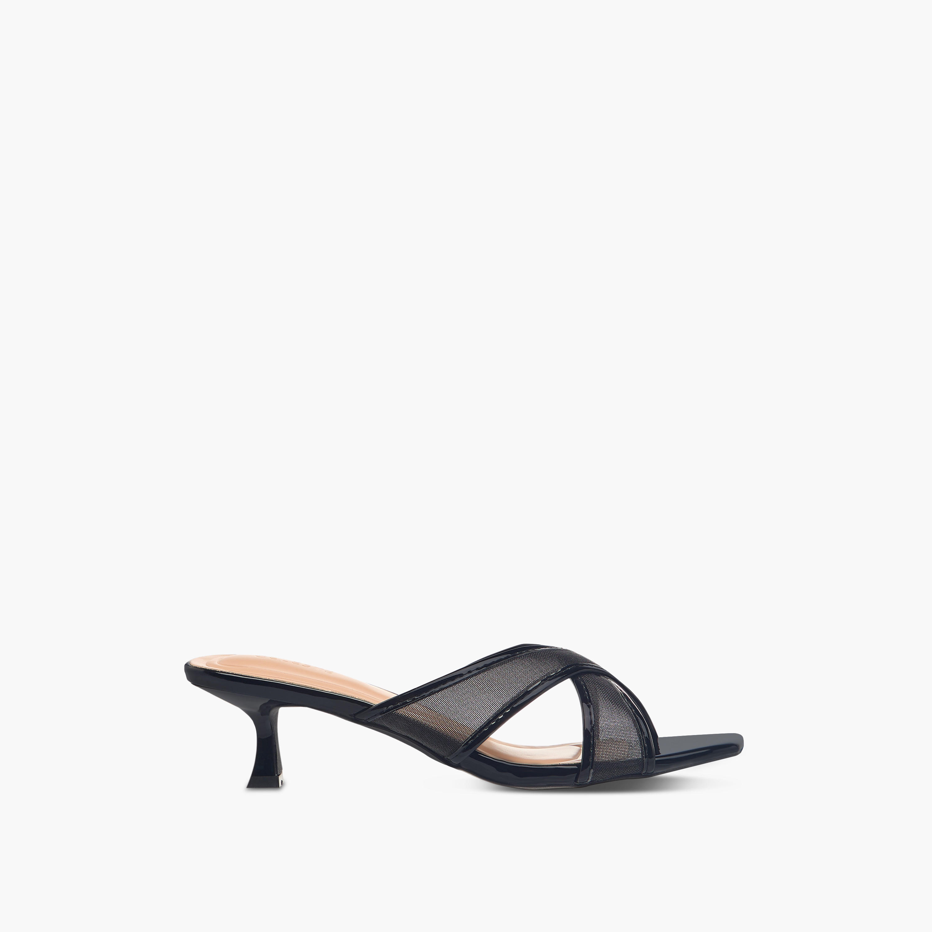 Celeste Women's Textured Slip-On Cross Strap Sandals with Kitten Heels-women-shoes-sandals-heeled-image-3