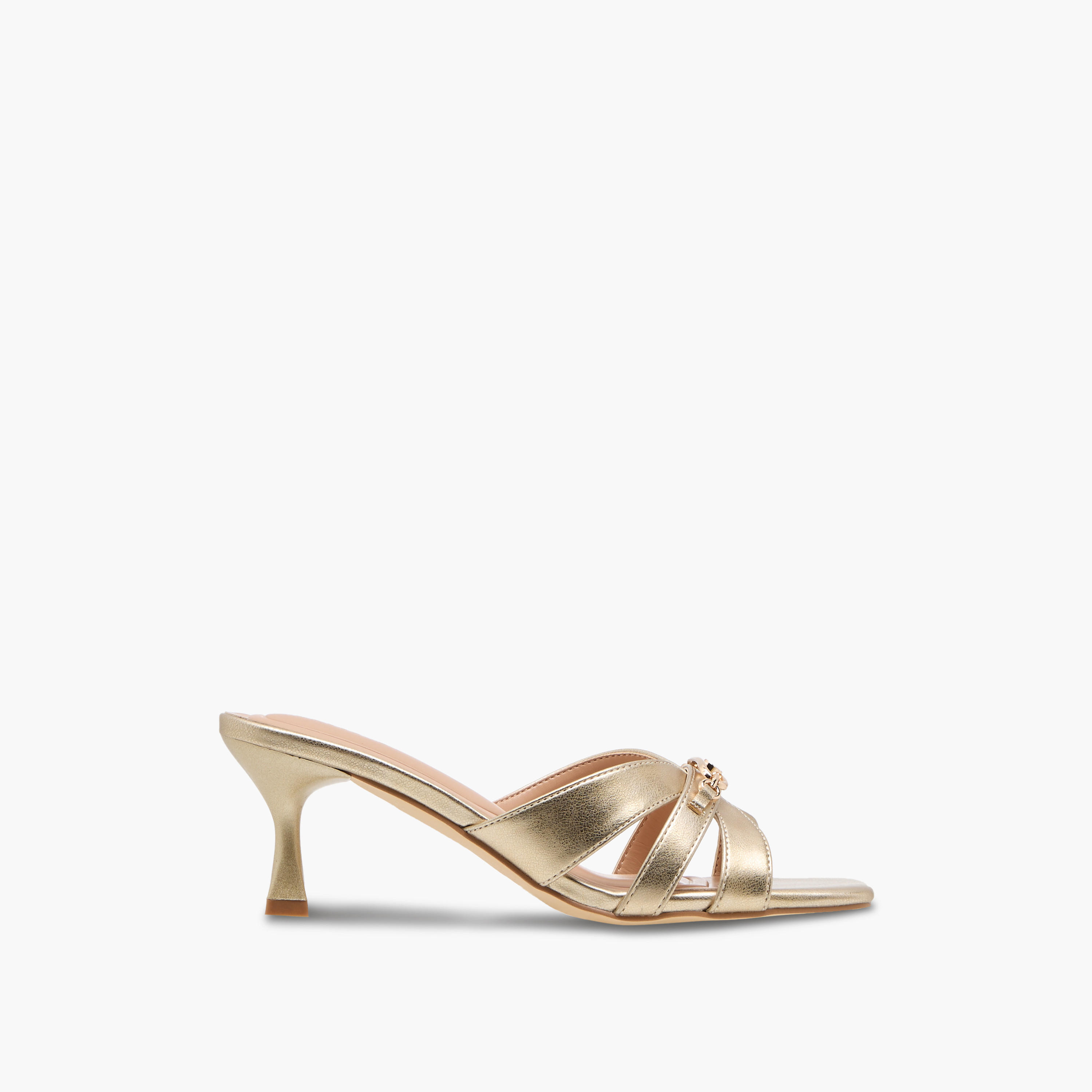 Celeste Women's Solid Slip-On Cross Strap Sandals with Metal Accent-women-shoes-sandals-heeled-image-3