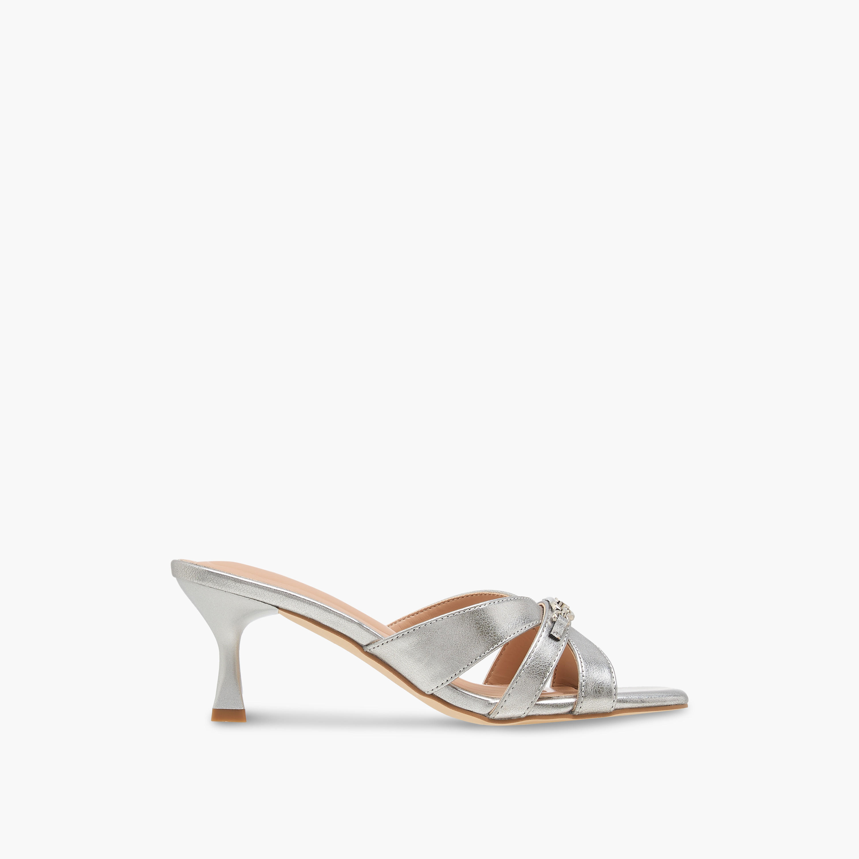 Celeste Women's Solid Slip-On Cross Strap Sandals with Metal Accent-women-shoes-sandals-heeled-image-3