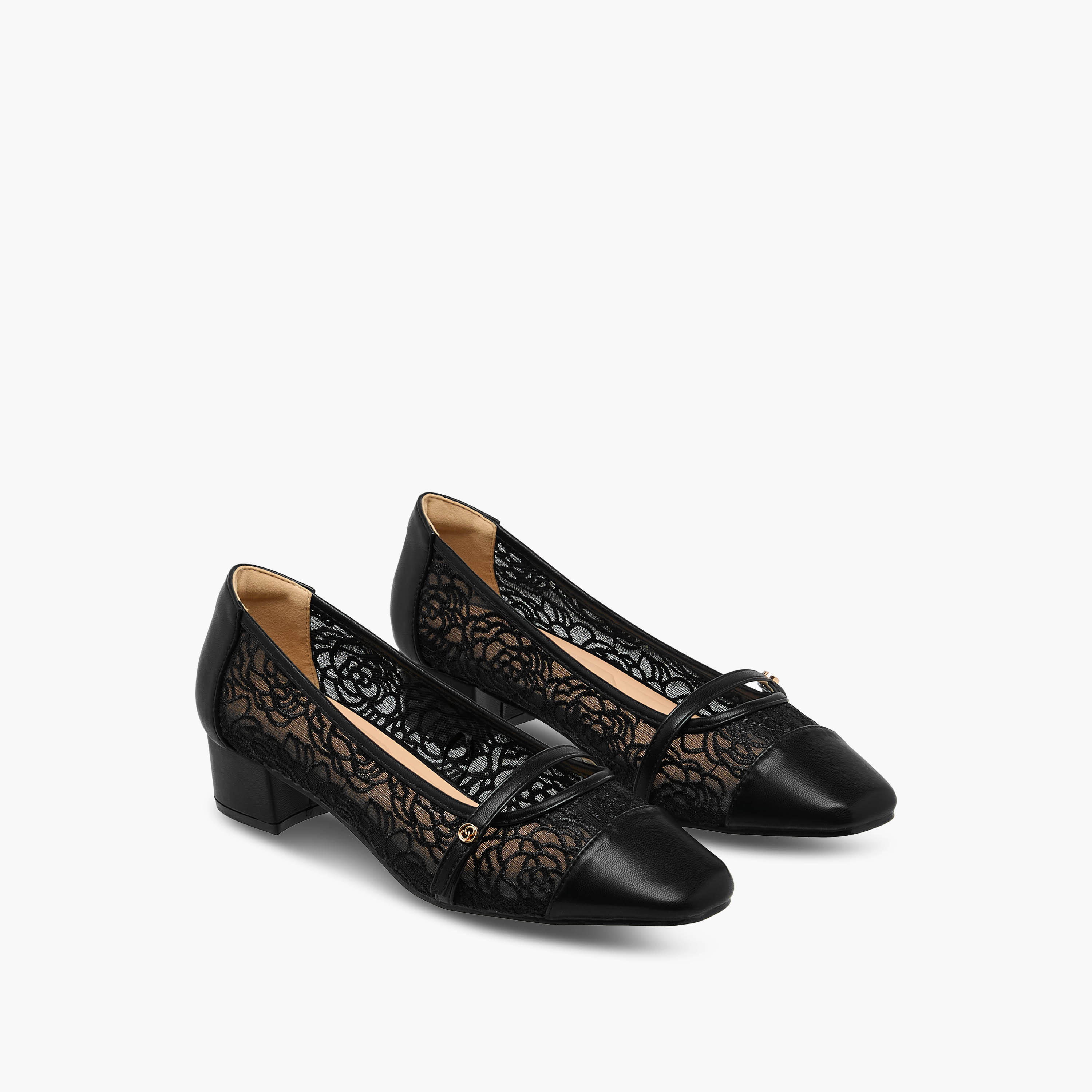 Celeste Women Lace Detail Block Heel Pumps-women-shoes-heels-image-1