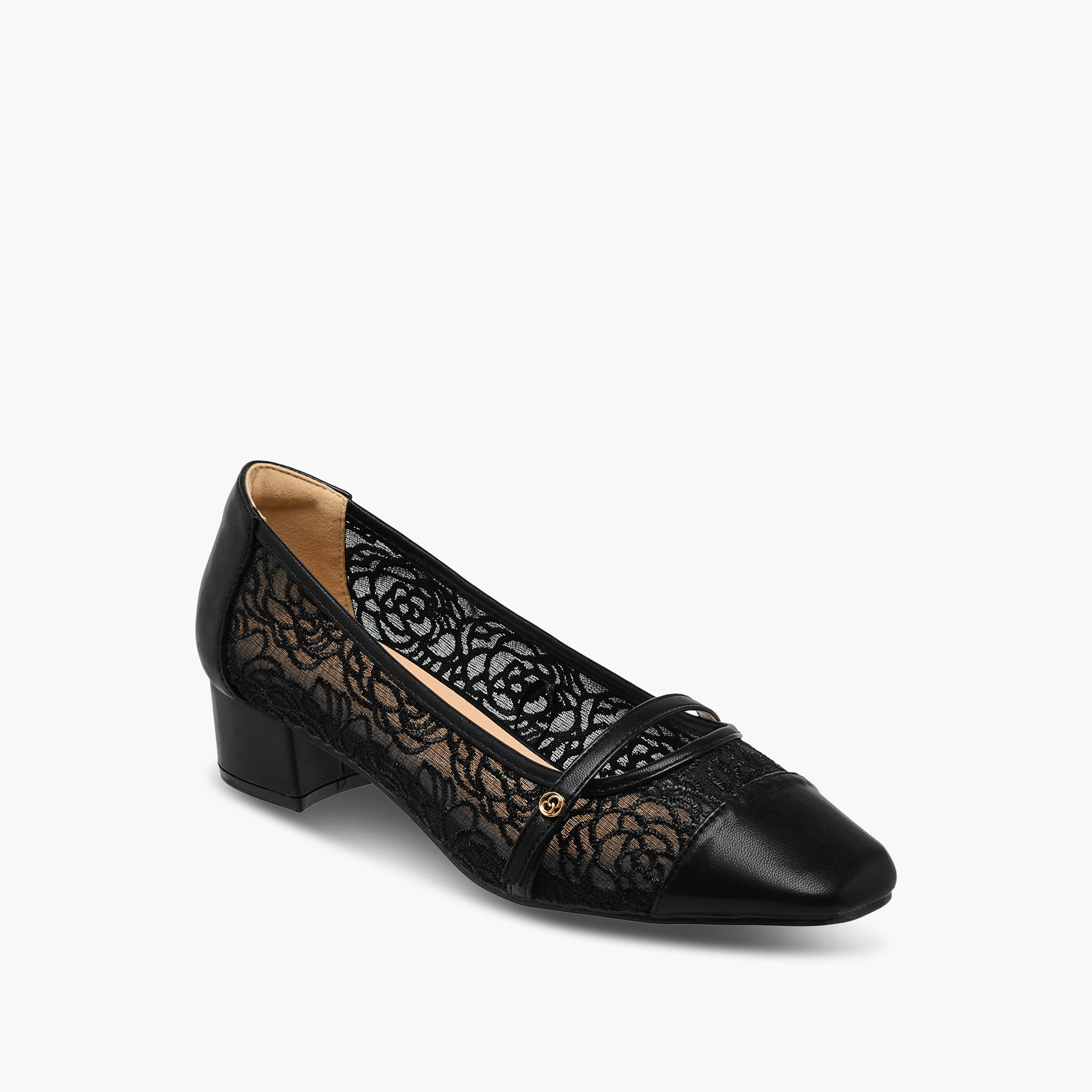 حذاء بومب بكعب سميك وتفاصيل دانتيل للنساء من سيليست-women-shoes-heels-image-3